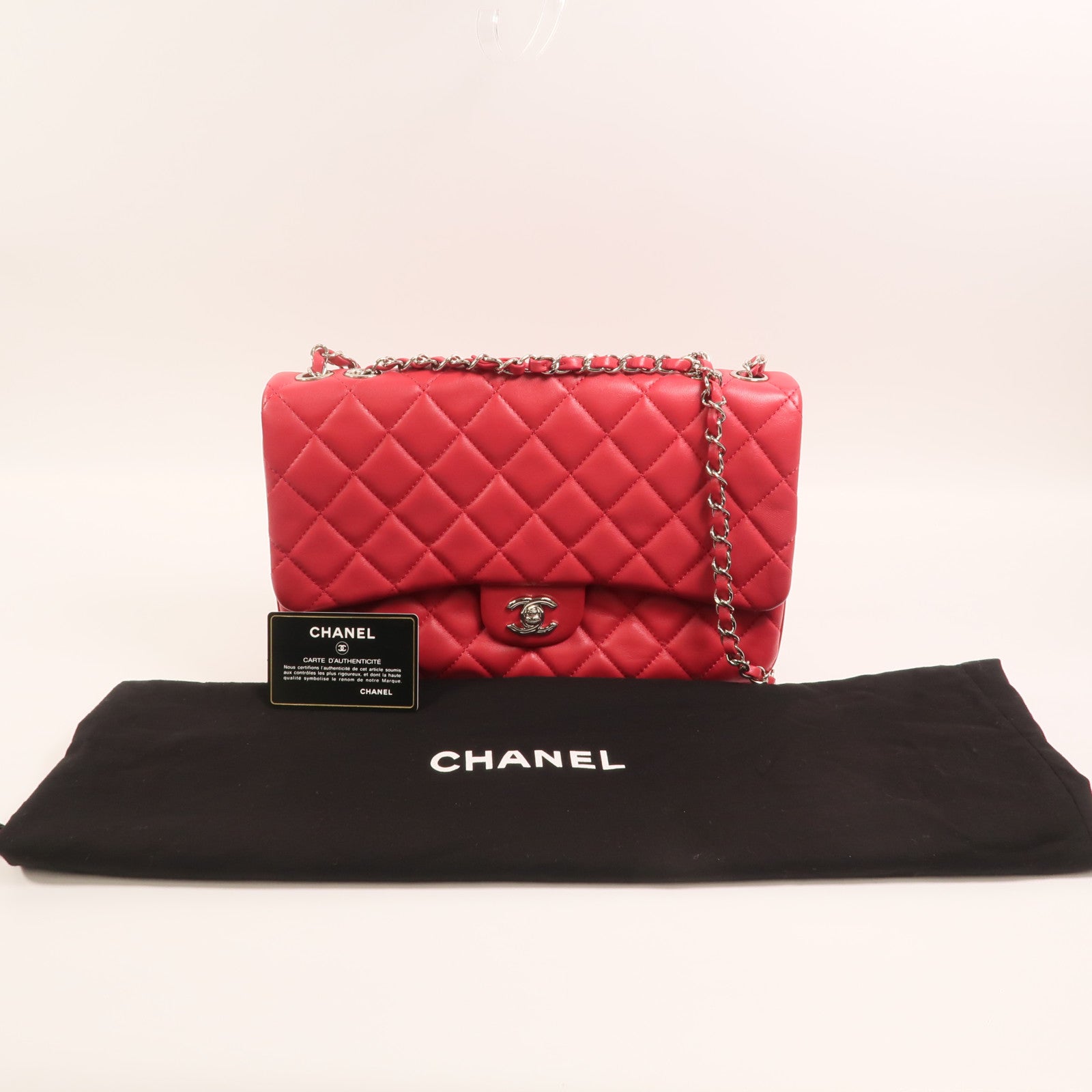 CHANEL 羊皮皮革Chain Shoulder Bag銀扣鏈帶肩背袋