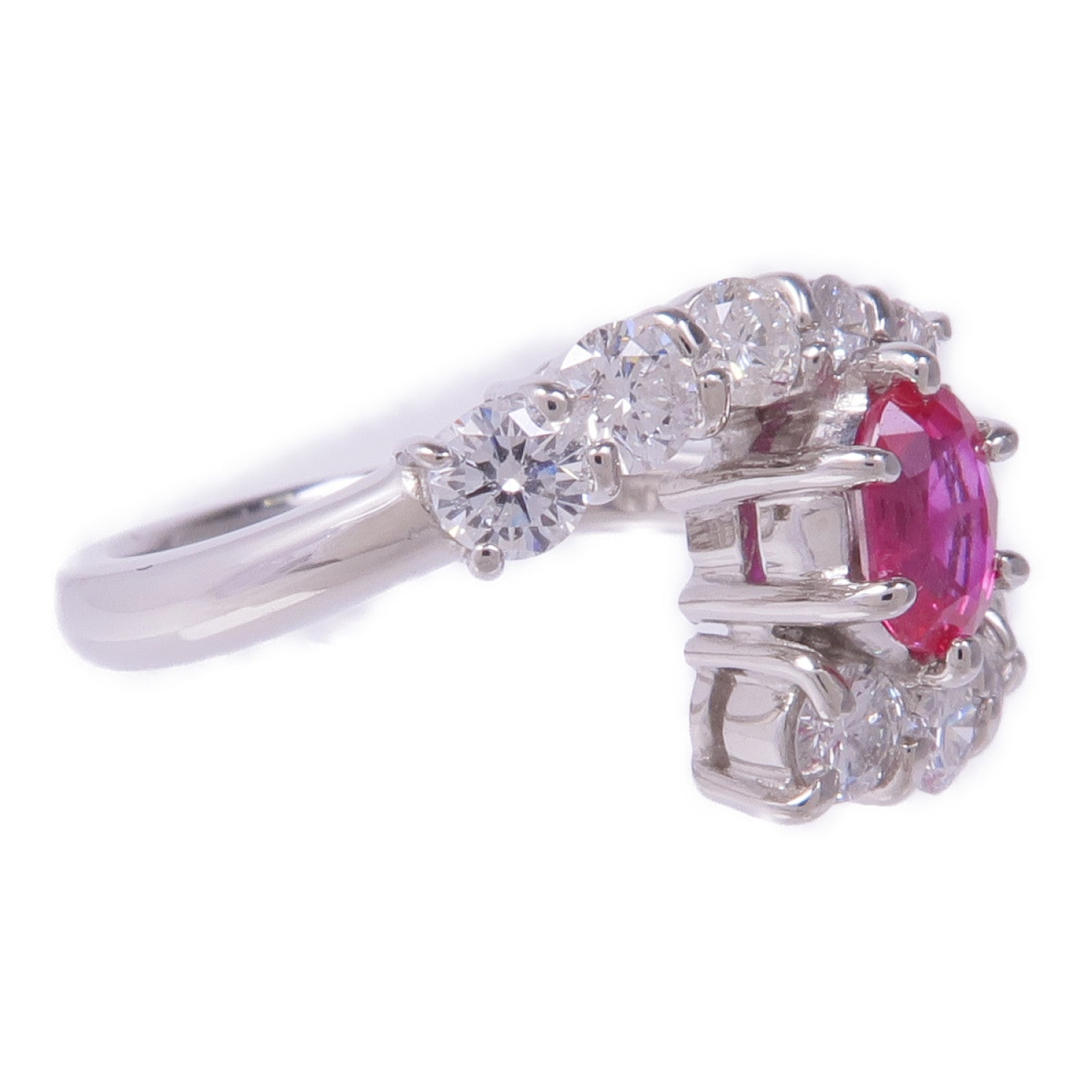 JEWELRY 【激減優惠】PT900鉑金Ruby Diamond Ring紅寶石/鑽石戒指US#5