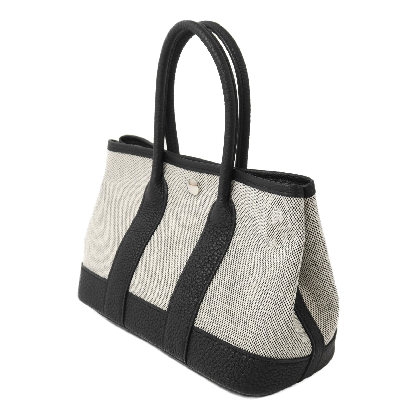 HERMES 帆布/Negonda皮革Mini Garden Party手挽袋Noir