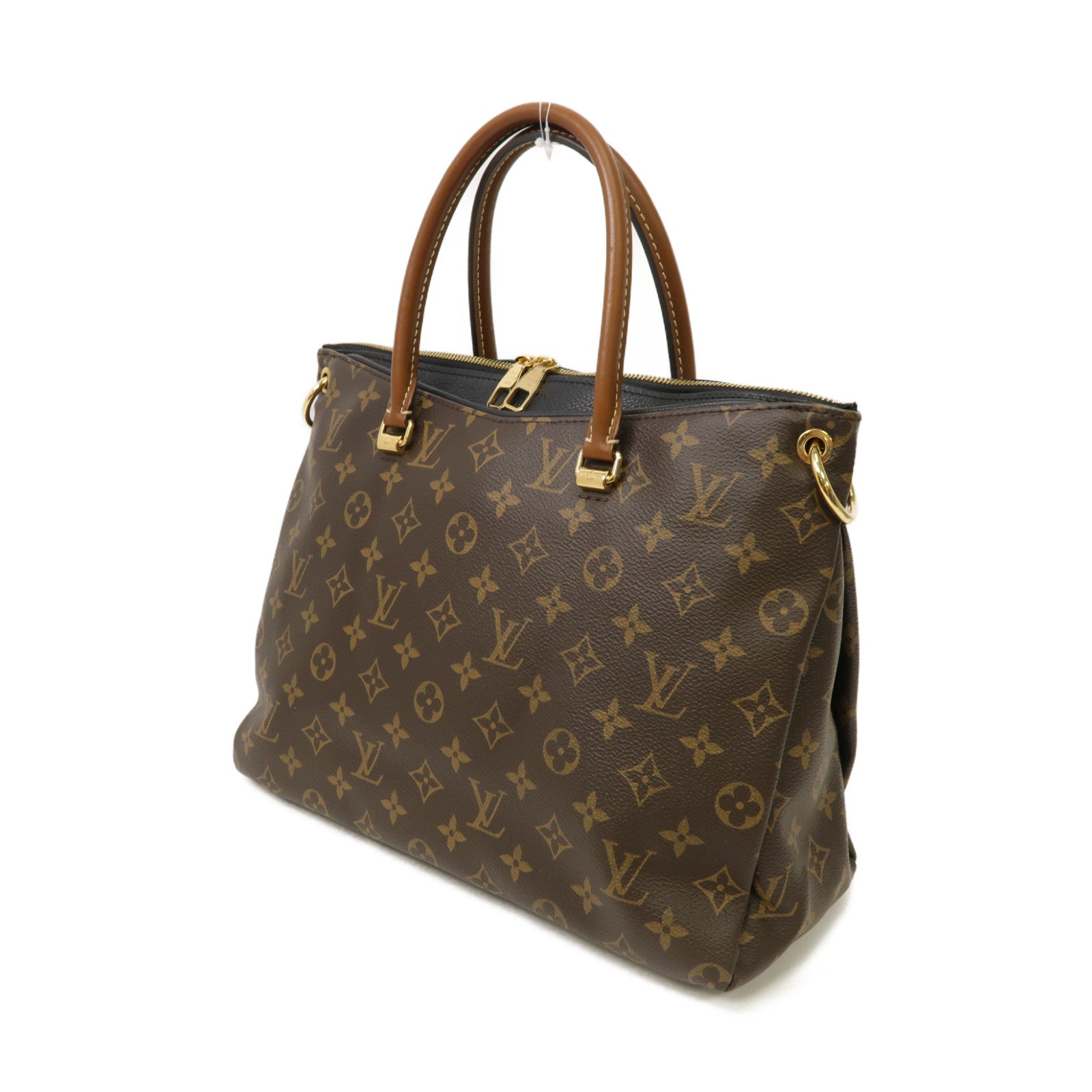 LOUIS VUITTON 【激減優惠】Monogram Pallas金扣手挽肩背兩用袋黑色/棕色