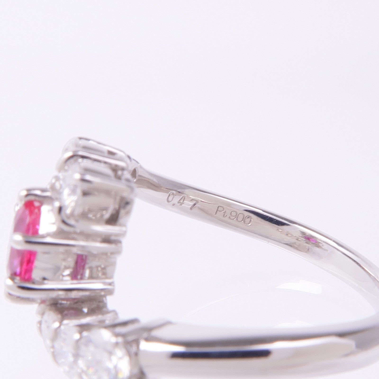 JEWELRY 【激減優惠】PT900鉑金Ruby Diamond Ring紅寶石/鑽石戒指US#5