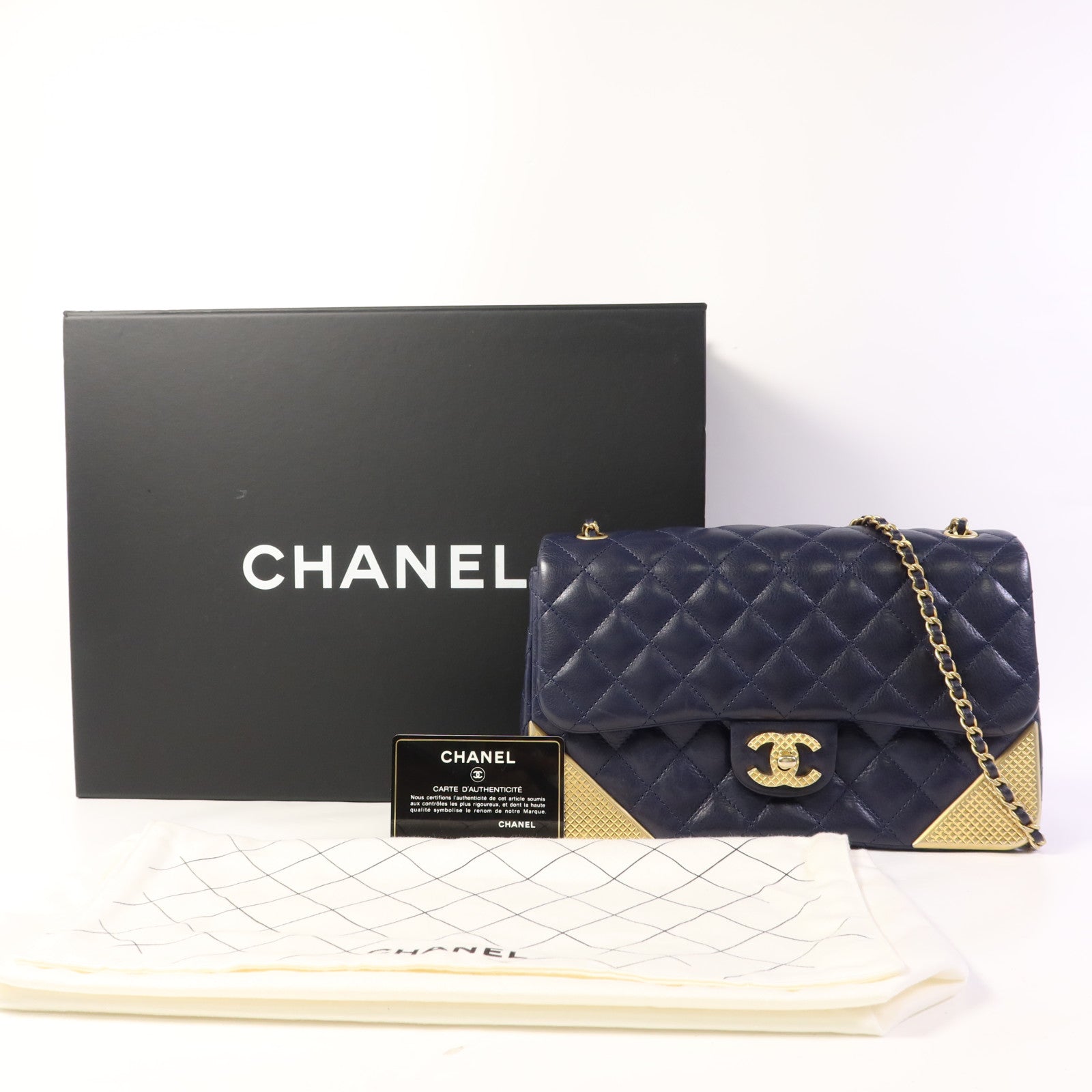 CHANEL 牛皮皮革Chain Shoulder Bag金扣鏈帶肩背袋