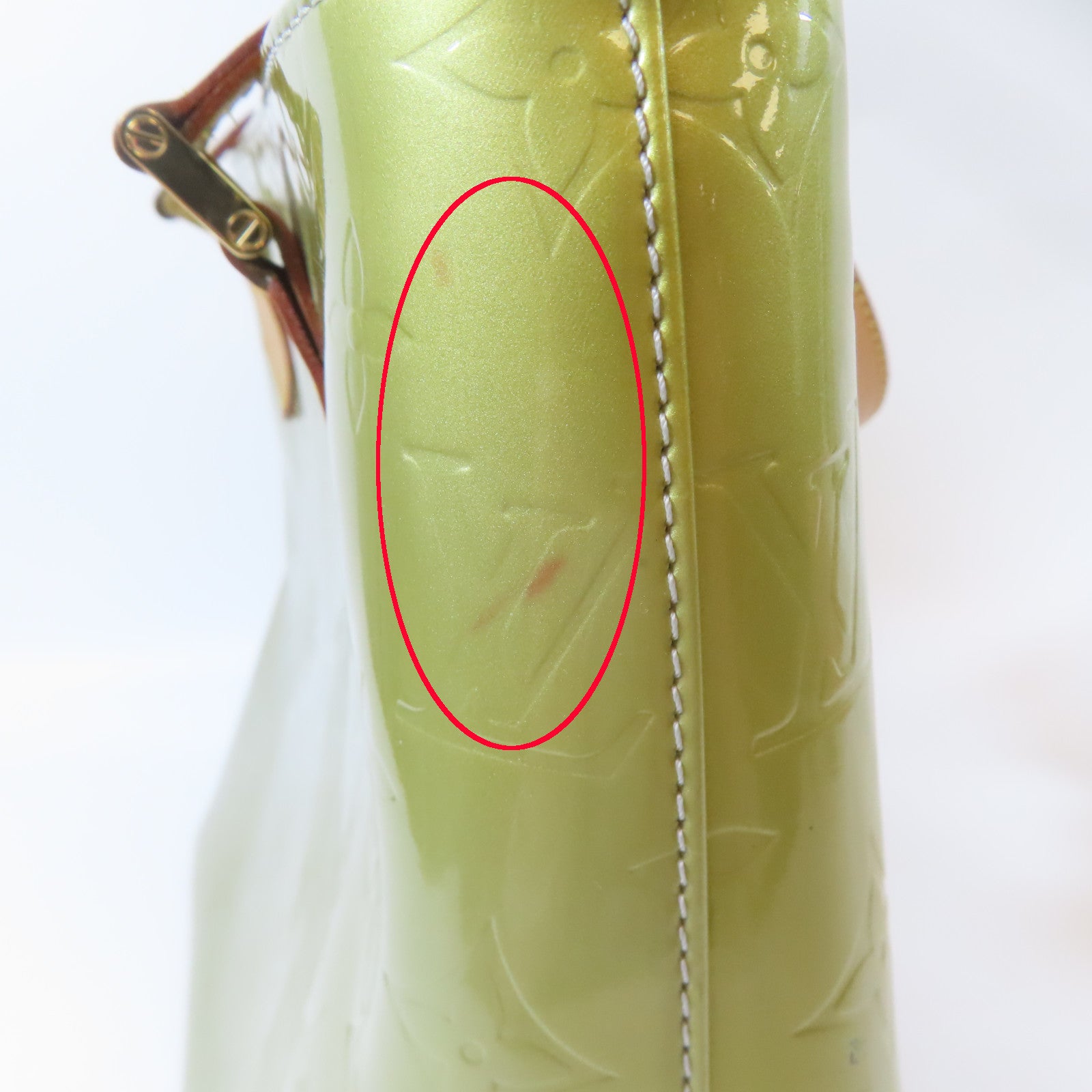 LOUIS VUITTON Vernis Huston金扣手挽袋綠色