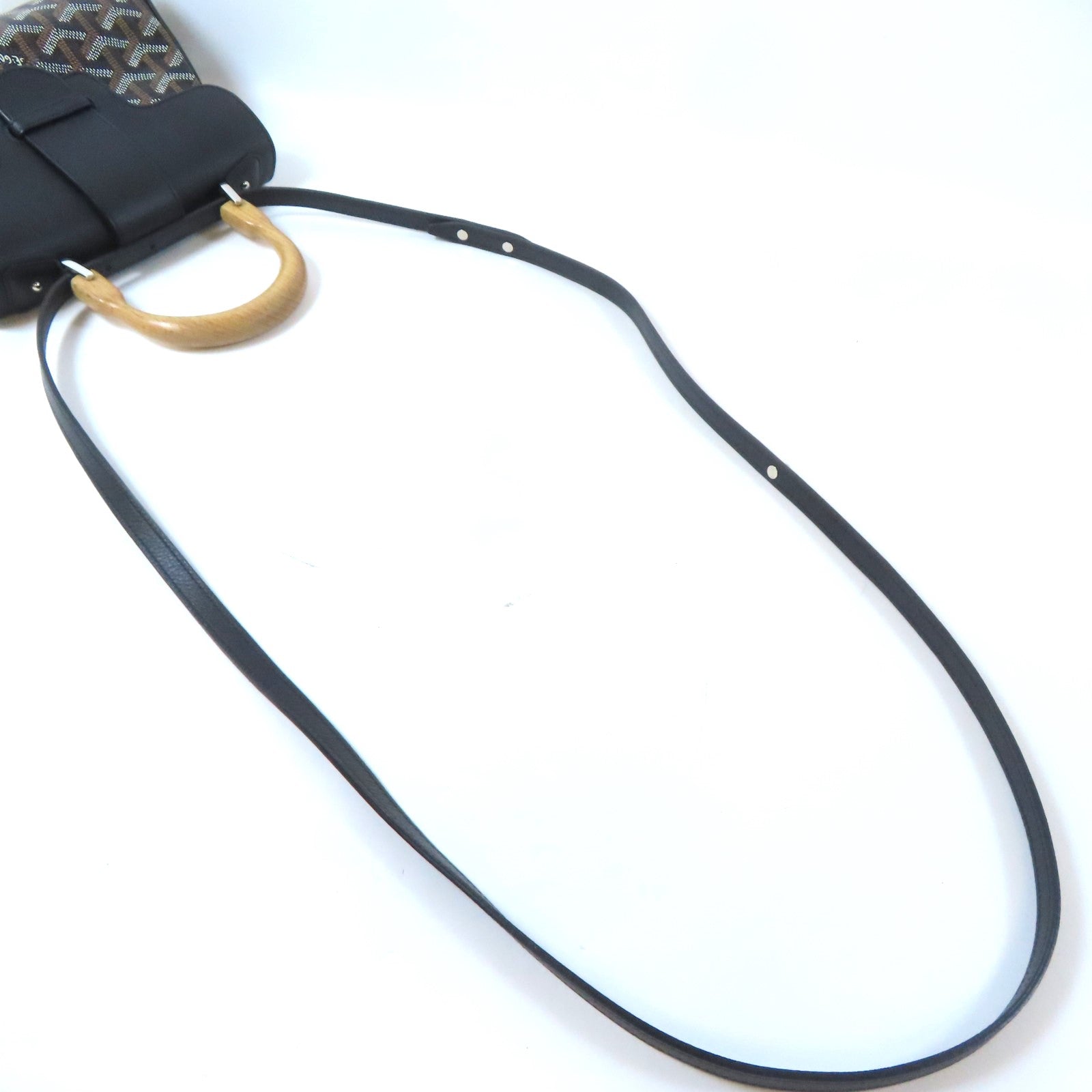 GOYARD 塗層帆布/皮革Saigon銀扣手挽肩背兩用袋黑色