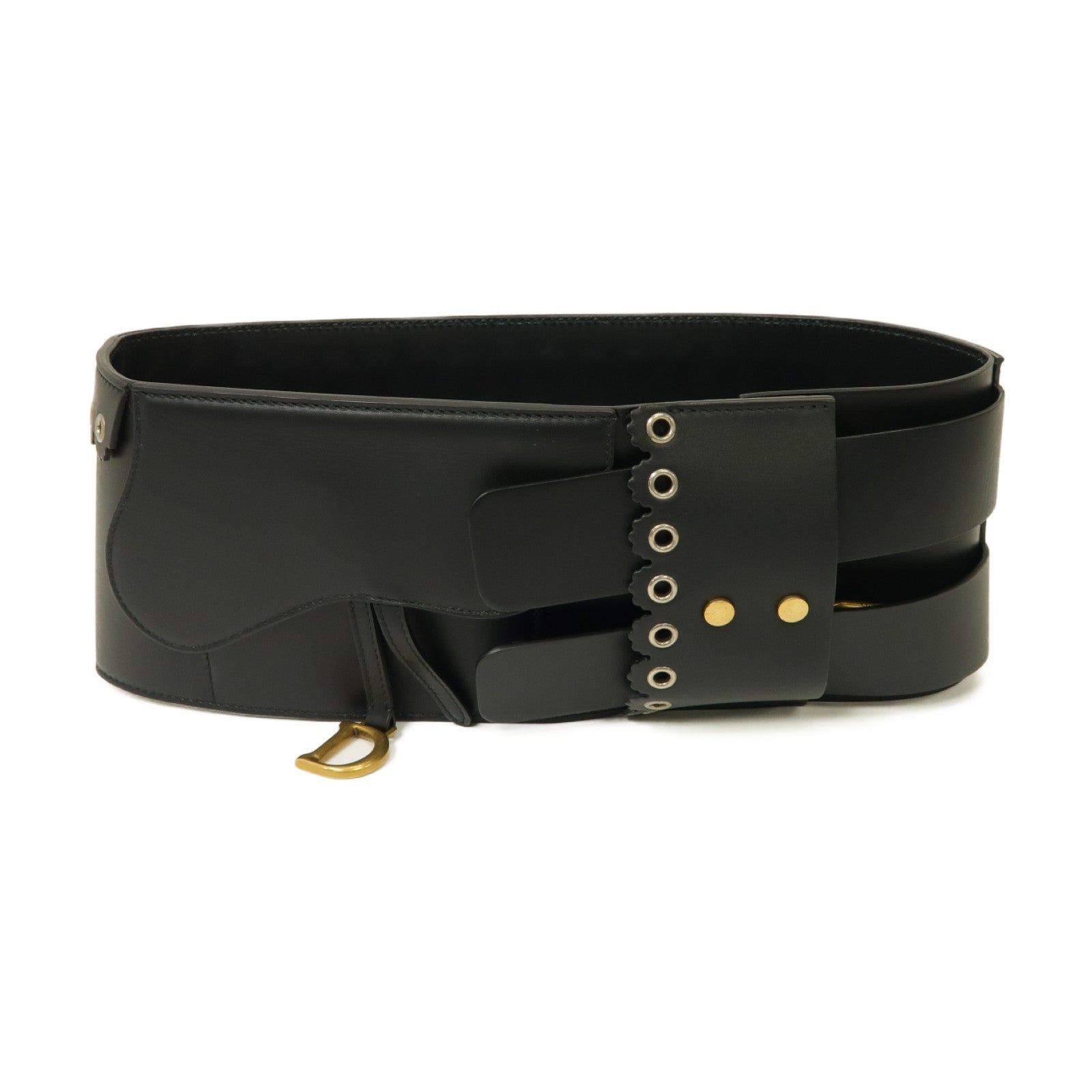 Dior 牛皮皮革Corset Belt 75cm金扣腰封黒色