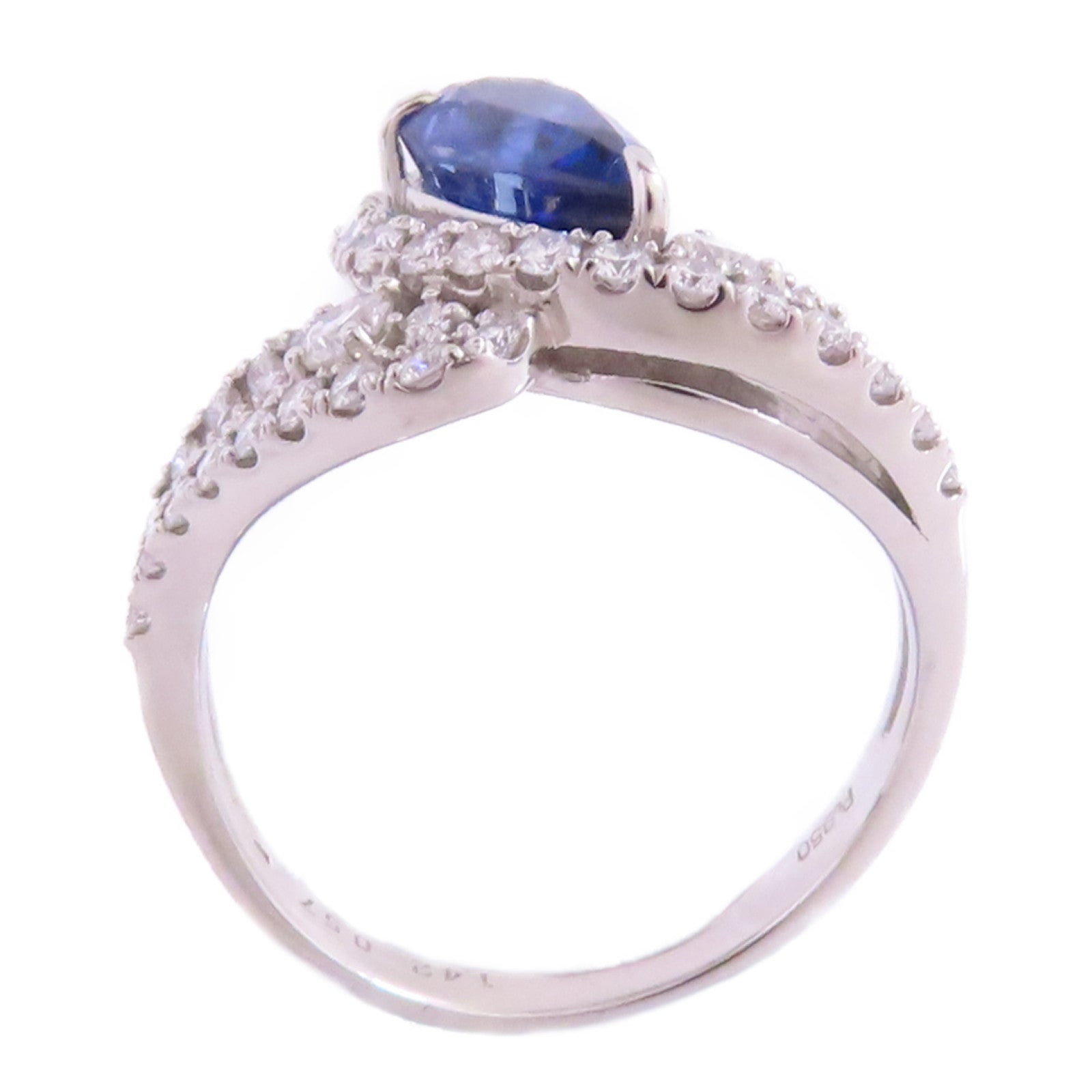 JEWELRY 【激減優惠】PT950鉑金/藍寶石/鑽石Sapphire Diamond Ring戒指US#6.5