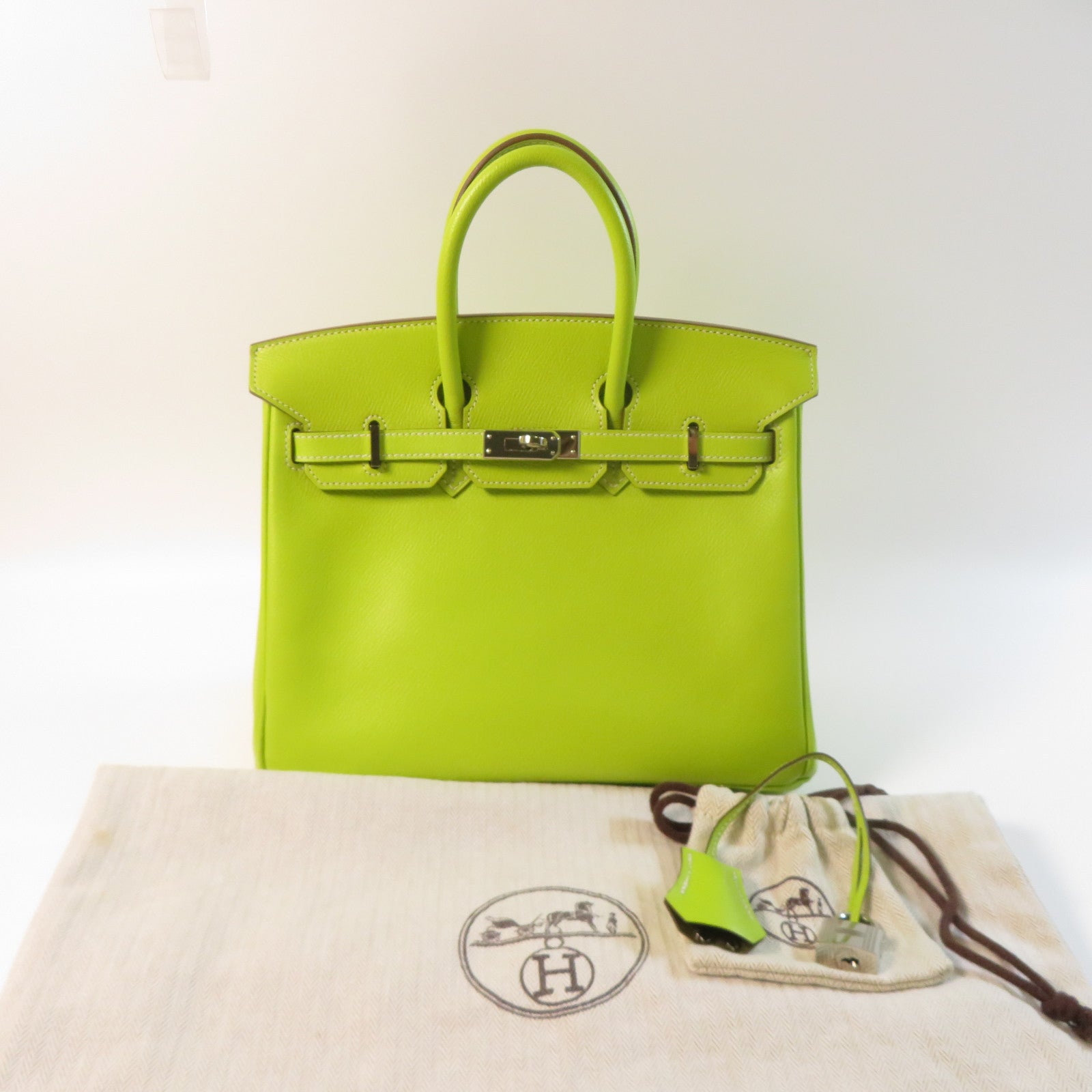 HERMES 【激減優惠】Epsom皮革Birkin 25 Candy銀扣手挽袋綠色