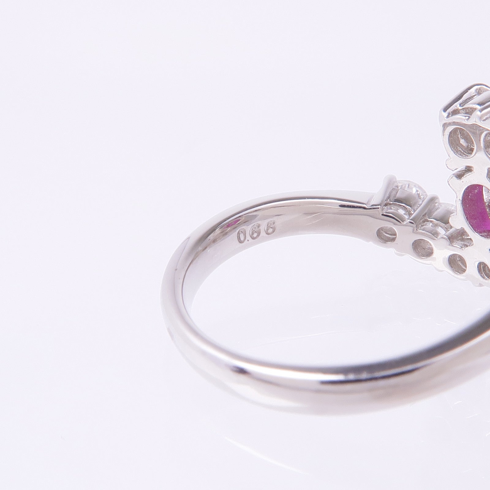 JEWELRY PT900鉑金Ruby Diamond Ring紅寶石/鑽石戒指US#5