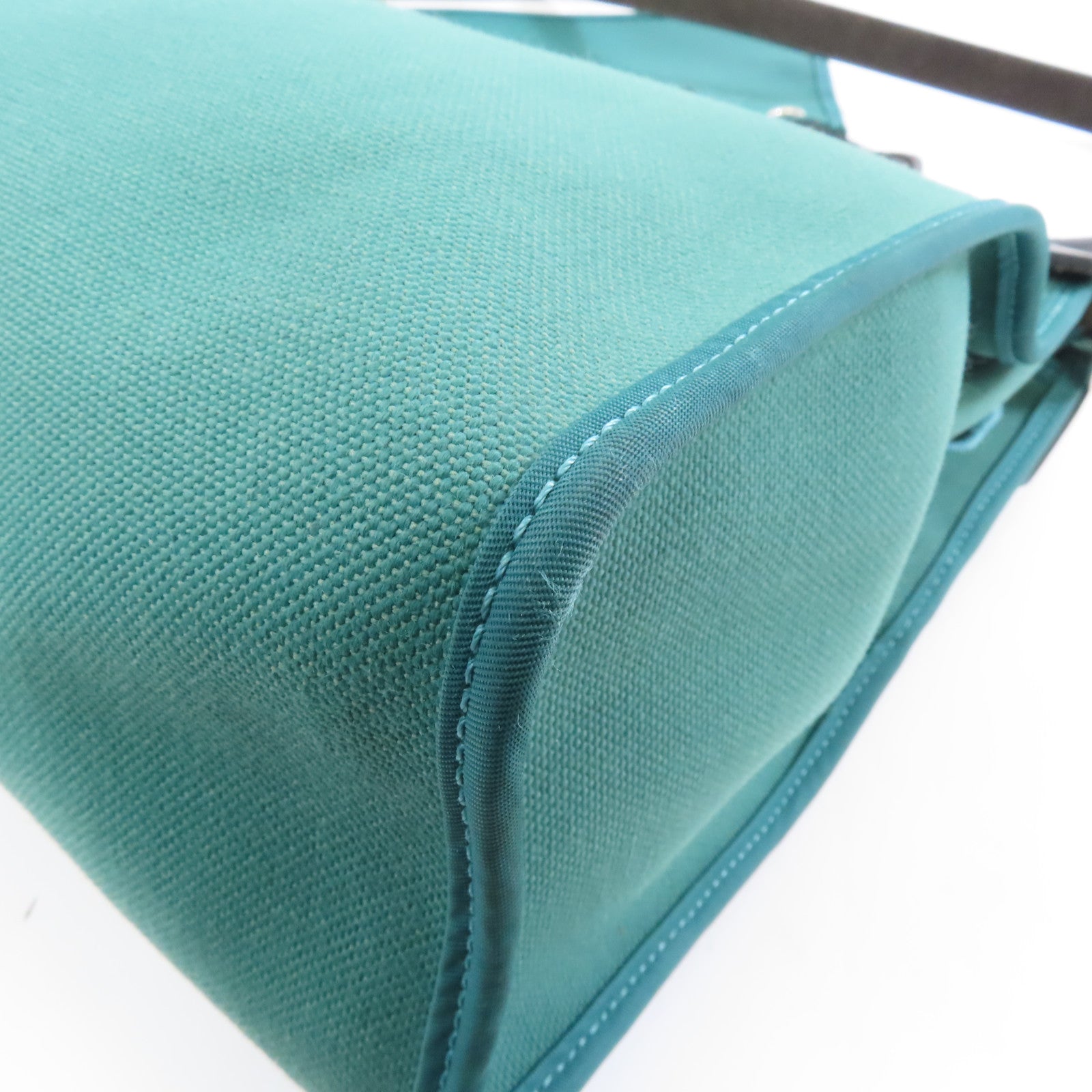 HERMES 帆布Herbag PM銀扣手挽肩背兩用袋綠色