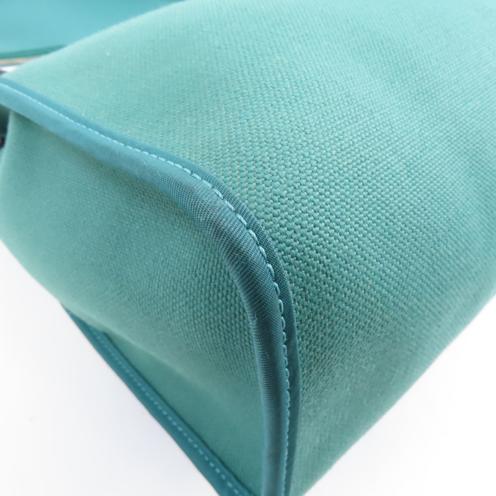 HERMES 帆布Herbag PM銀扣手挽肩背兩用袋綠色