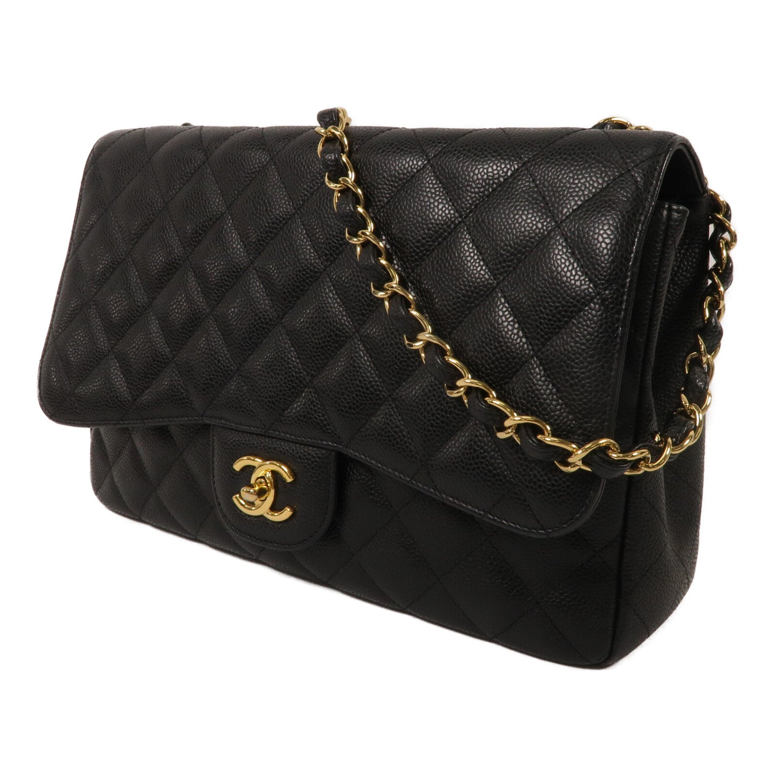 CHANEL 牛皮皮革Large Classic鏈帶肩背袋