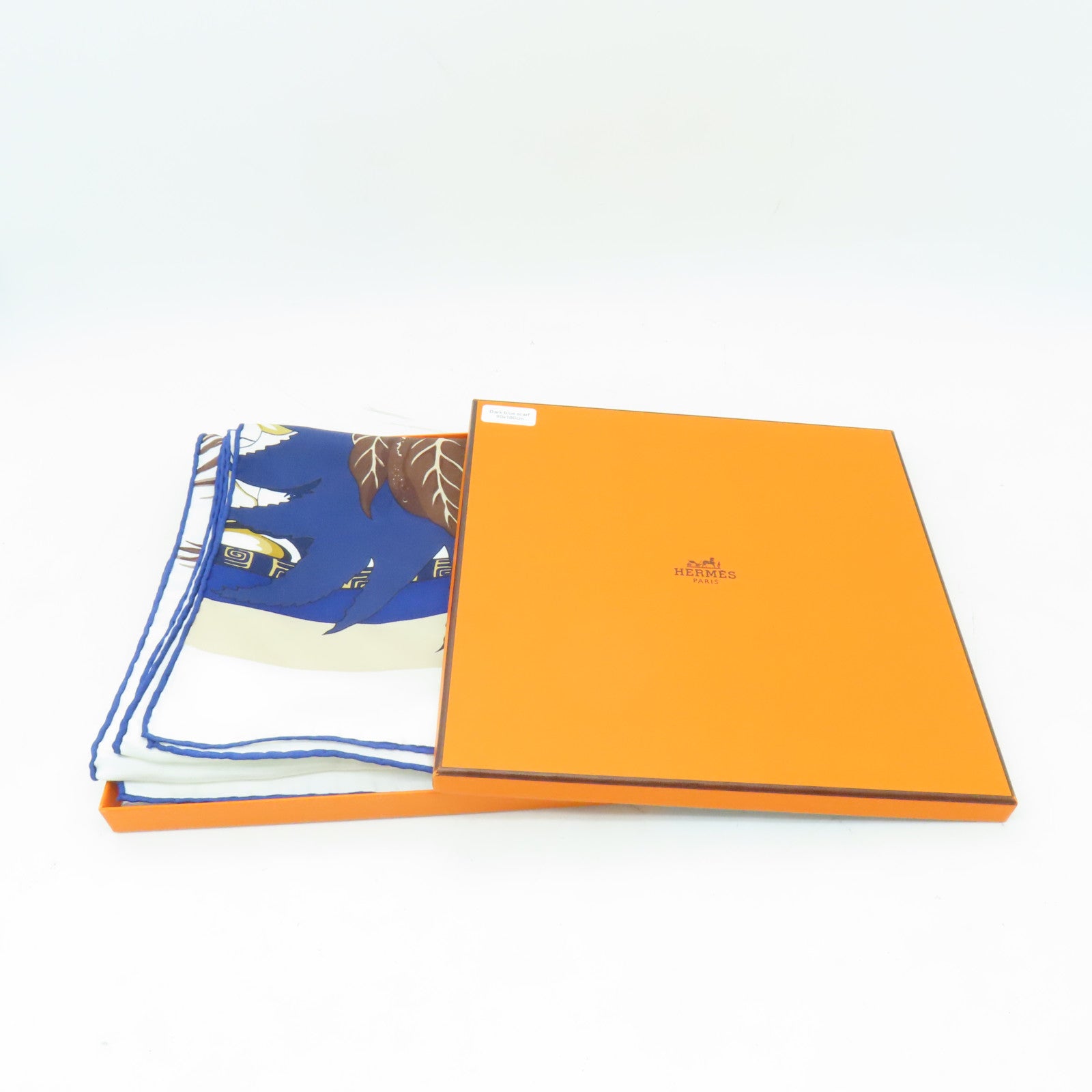 HERMES 【激減優惠】絲質Scarf 180x90圍巾白色/藍色/啡色