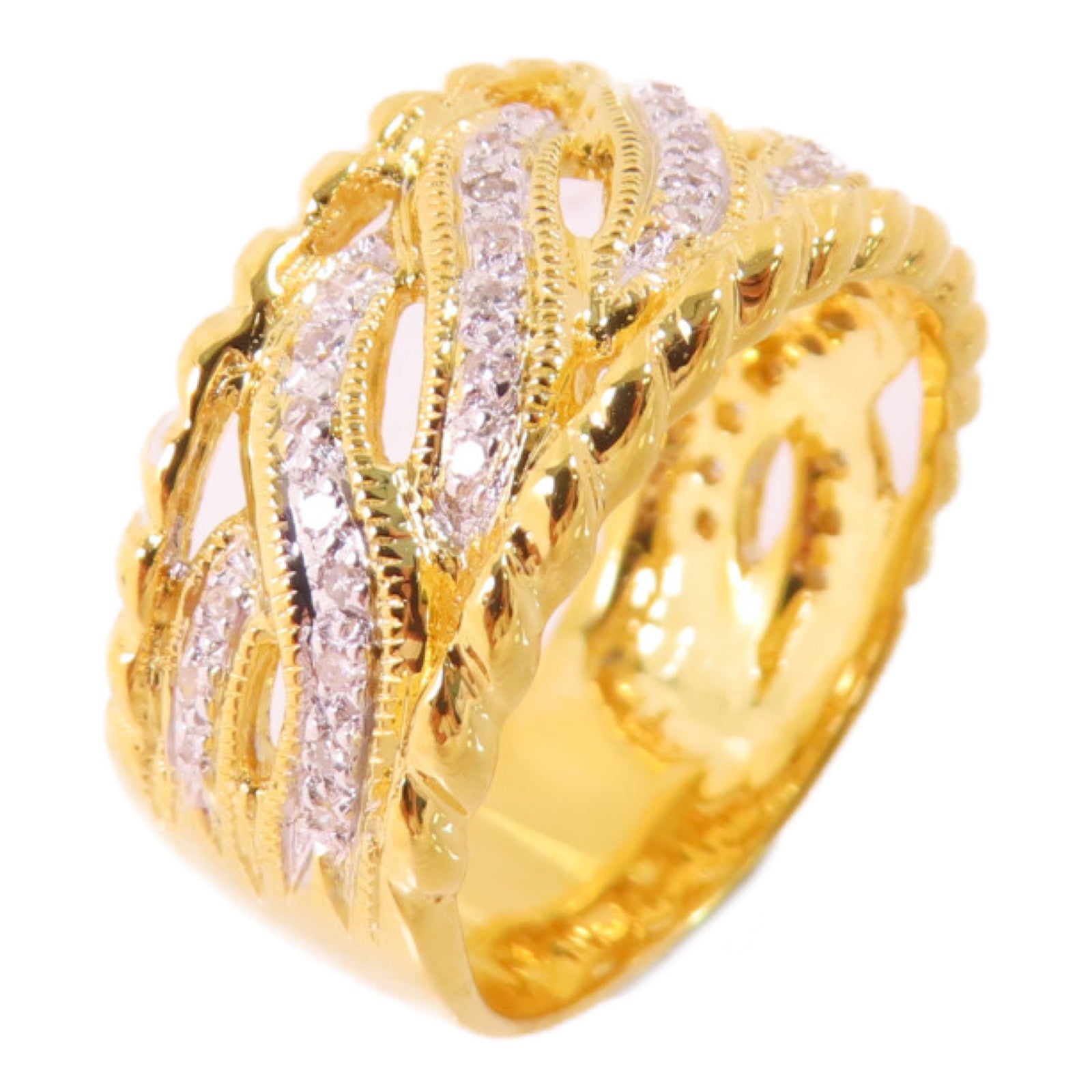JEWELRY 18K黃金/0.22ct鑽石Diamond Ring戒指US#7.75