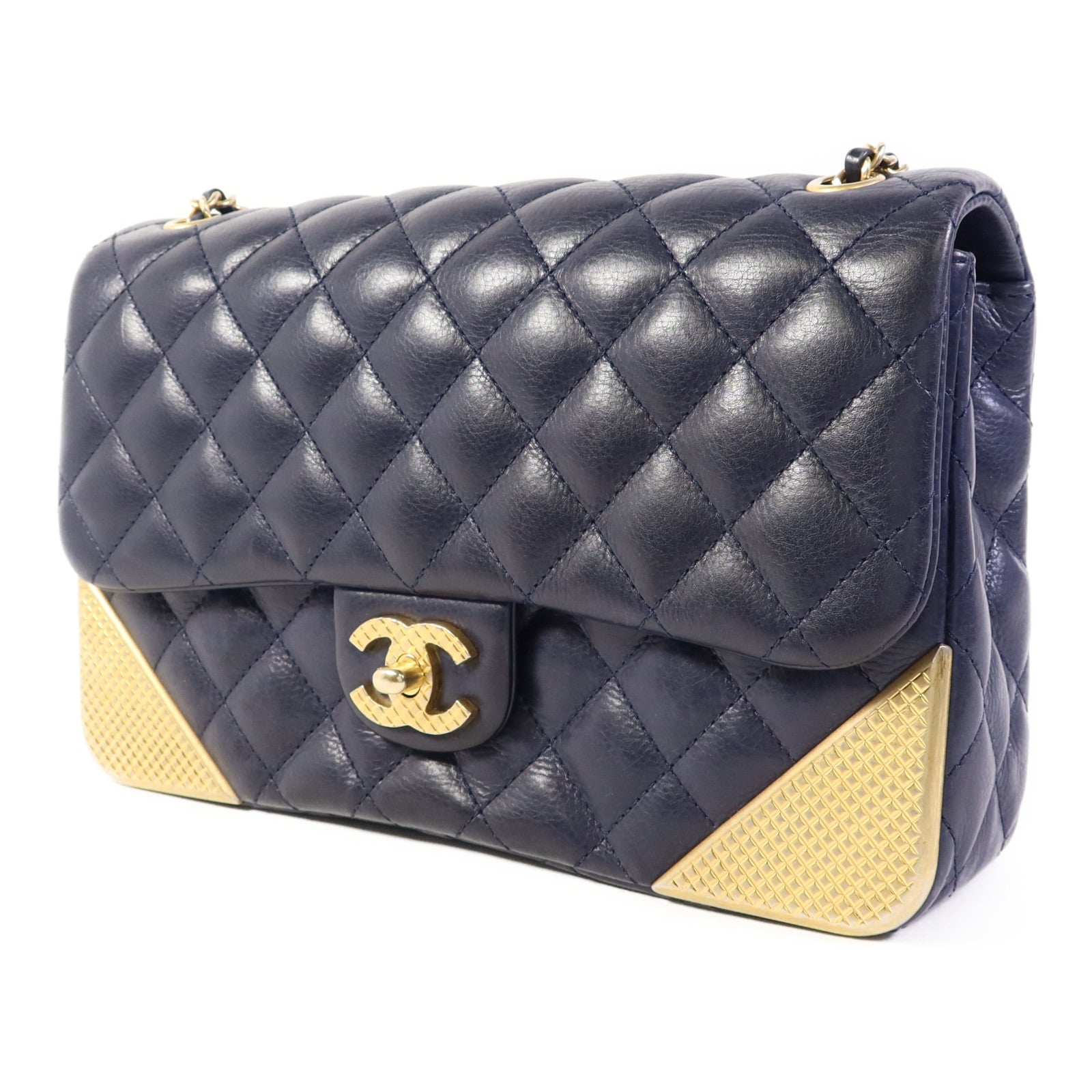 CHANEL 牛皮皮革Chain Shoulder Bag金扣鏈帶肩背袋