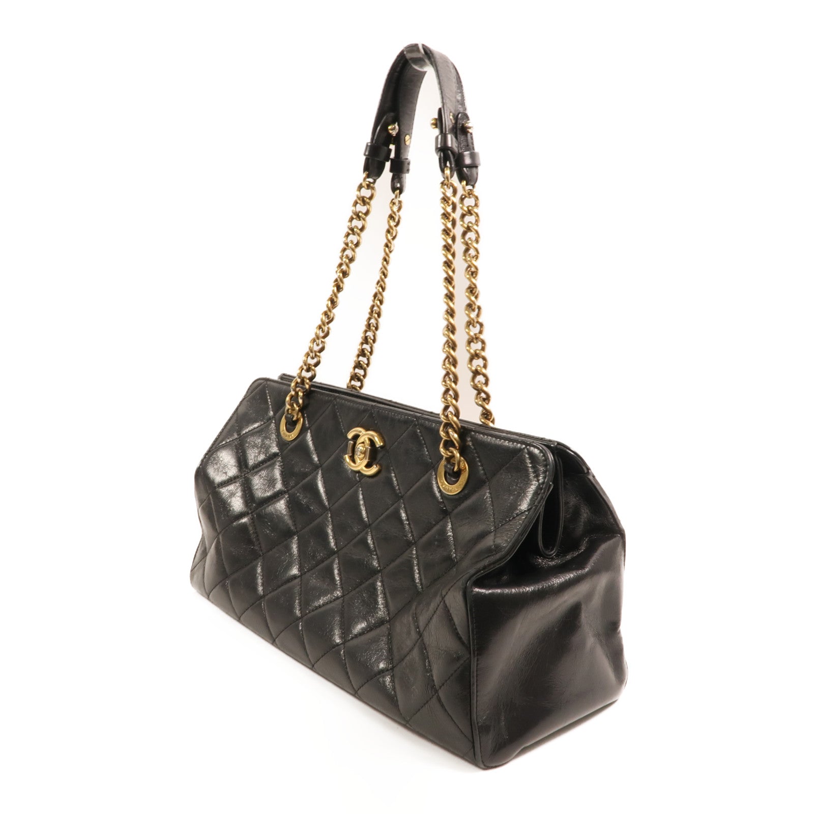 CHANEL 牛皮皮革Perfect Edge Tote金扣鏈帶肩背袋