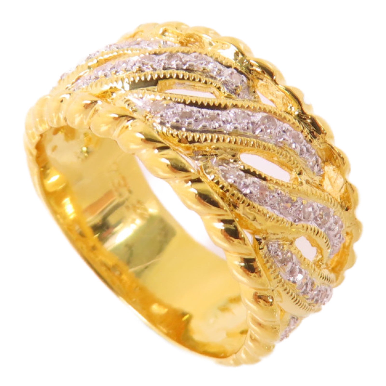 JEWELRY 18K黃金/0.22ct鑽石Diamond Ring戒指US#7.75