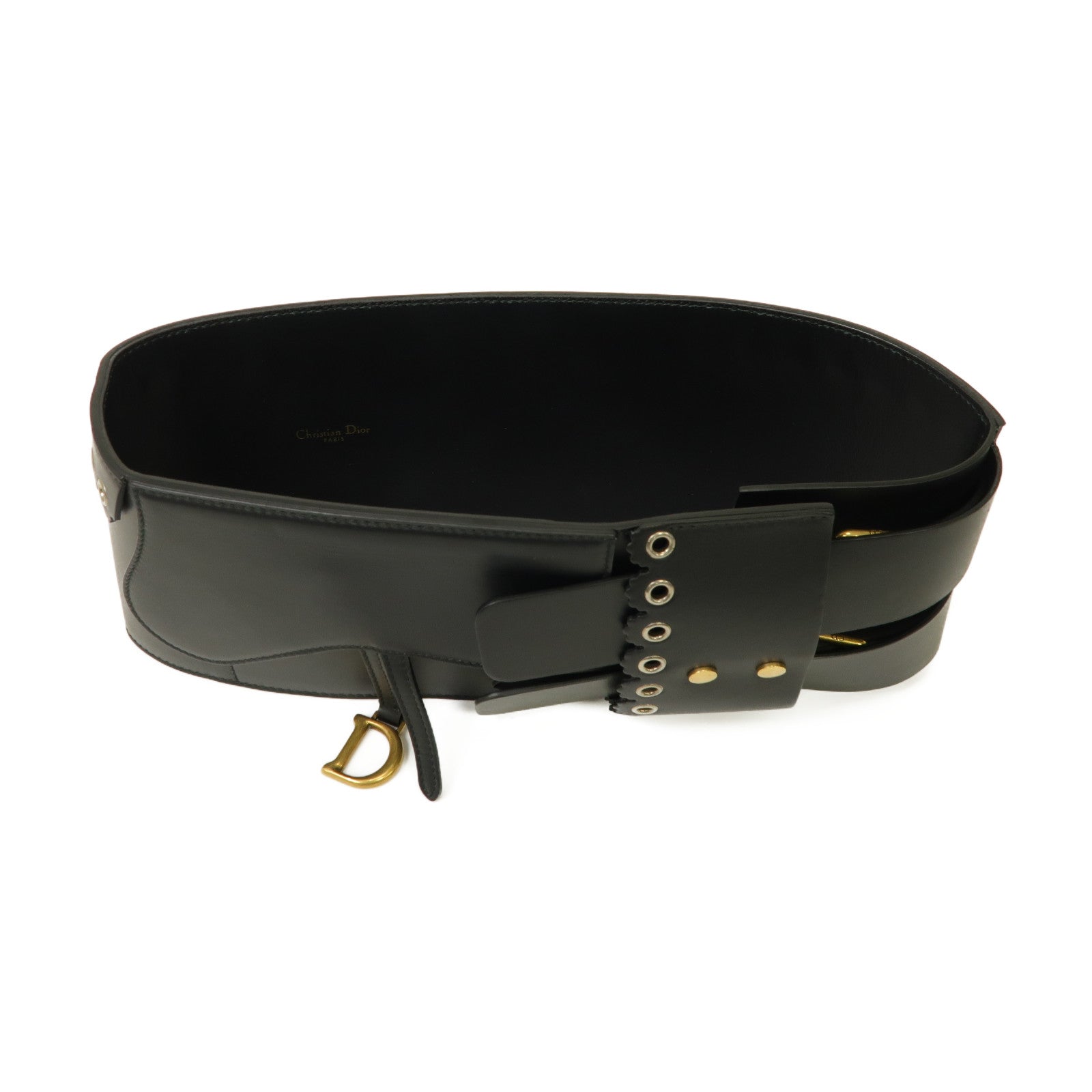 Dior 牛皮皮革Corset Belt 75cm金扣腰封黒色