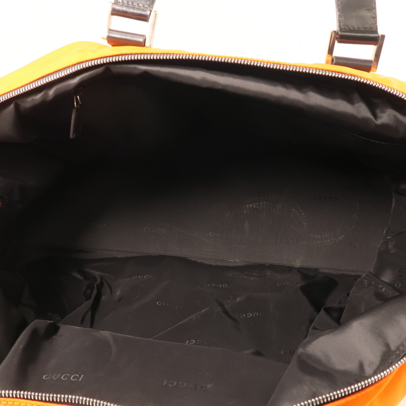 GUCCI 尼龍Boston Bag銀扣波士頓包