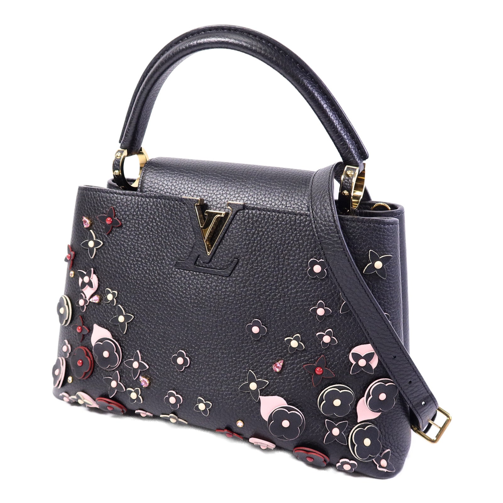 LOUIS VUITTON Taurillon Capucines MM手挽肩背兩用袋