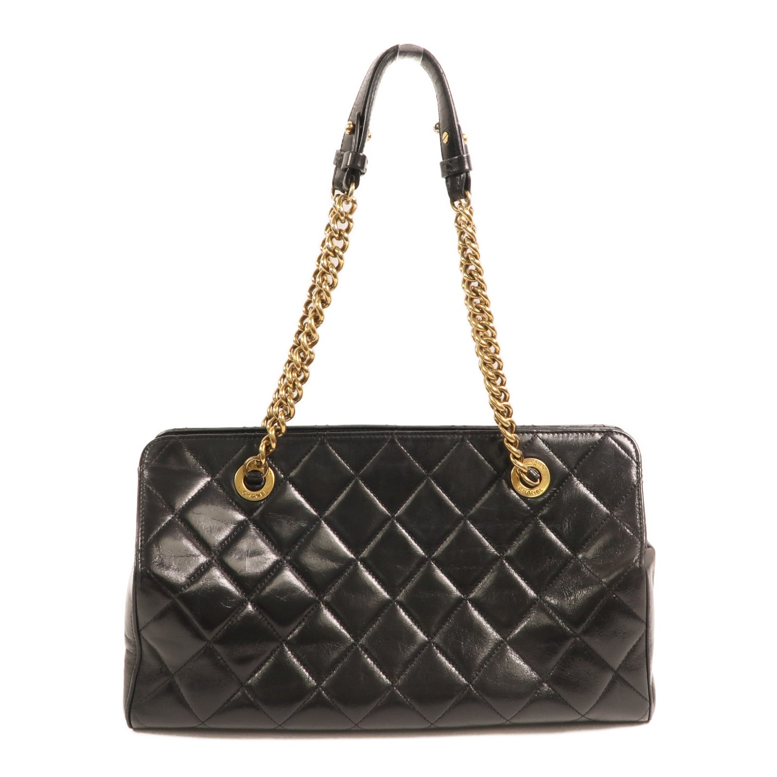 CHANEL 牛皮皮革Perfect Edge Tote金扣鏈帶肩背袋