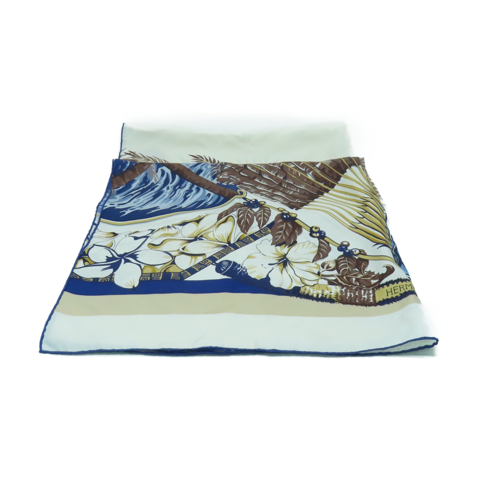 HERMES 【激減優惠】絲質Scarf 180x90圍巾白色/藍色/啡色