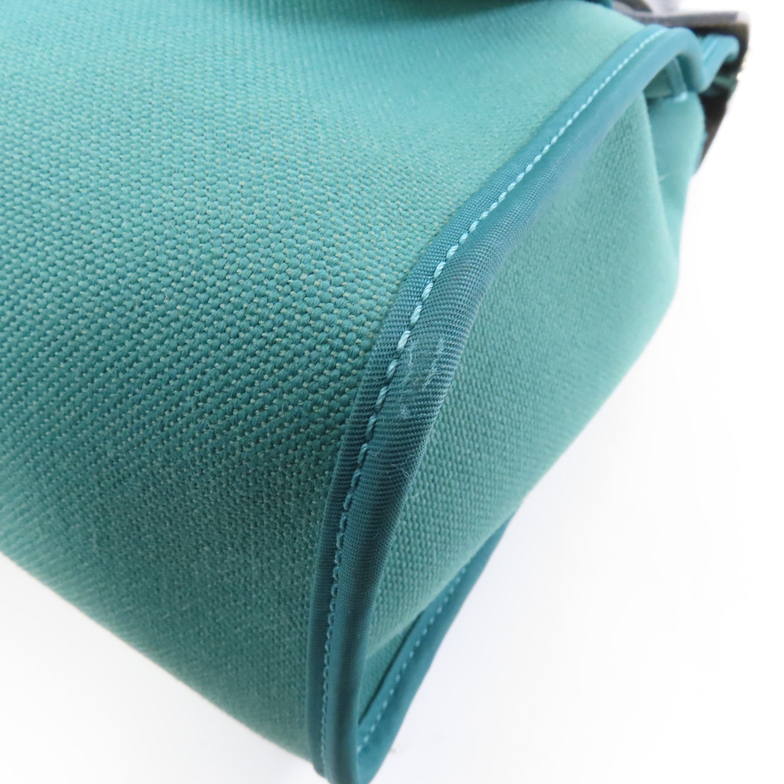 HERMES 帆布Herbag PM銀扣手挽肩背兩用袋綠色