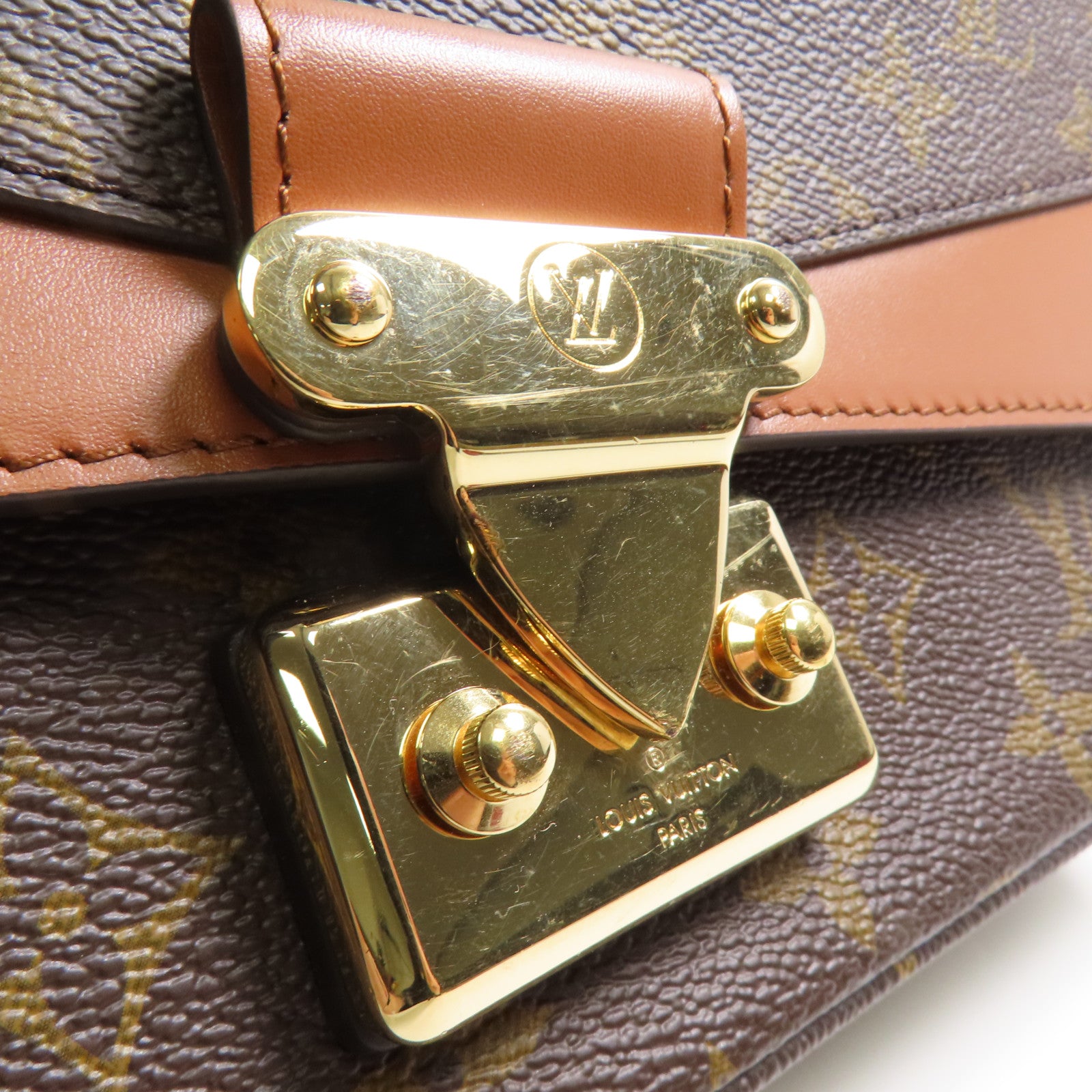 LOUIS VUITTON Monogram Marceau金扣鏈帶肩背袋棕色