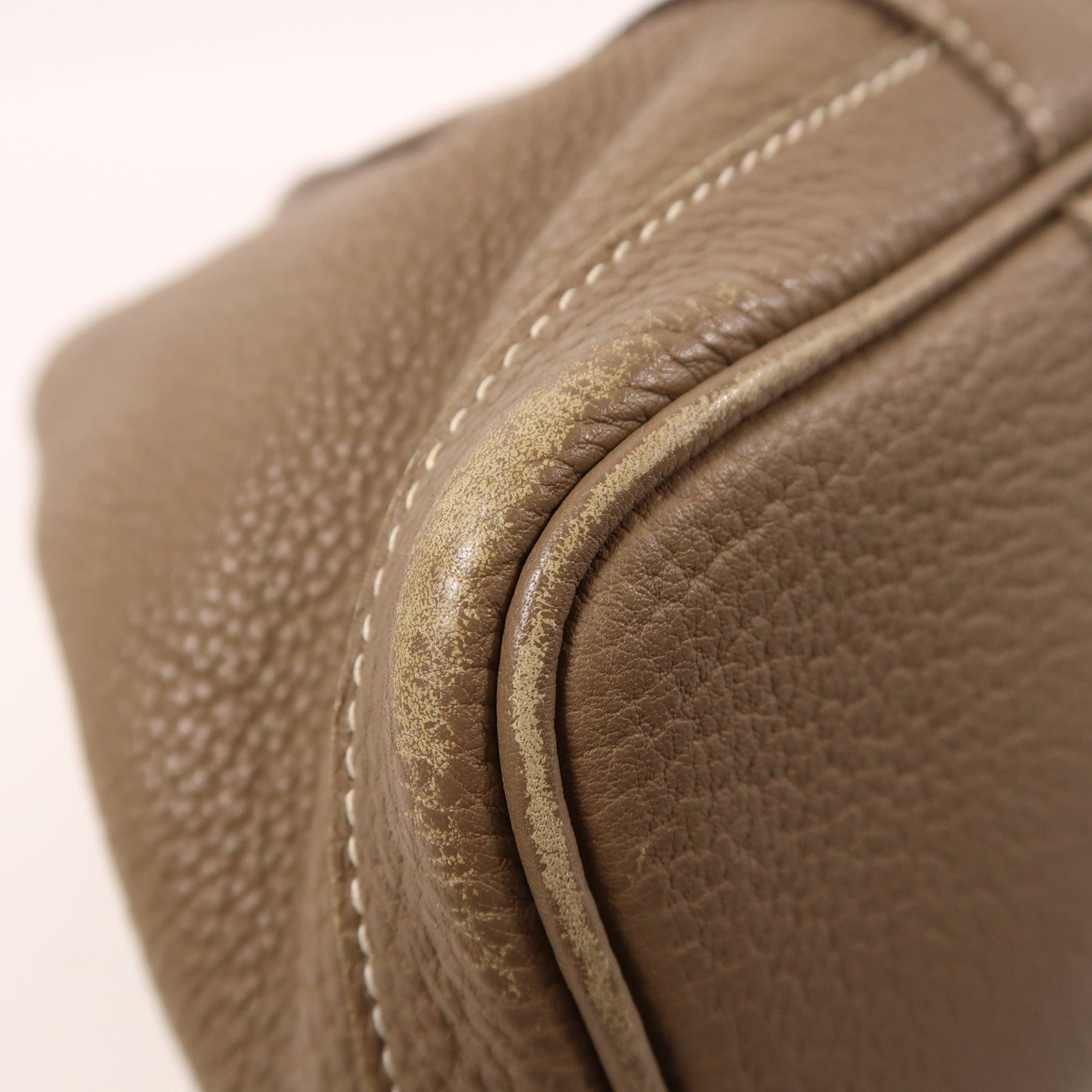 HERMES Negonda皮革Garden Party TPM銀扣手挽袋Etoupe