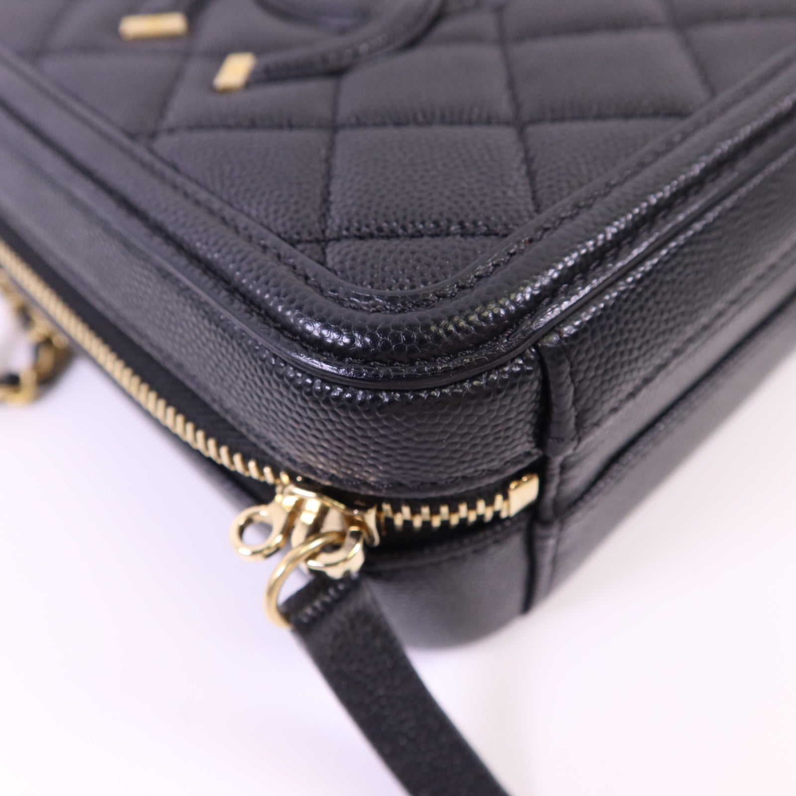 CHANEL 牛皮皮革Vanity Case金扣手挽肩背兩用袋