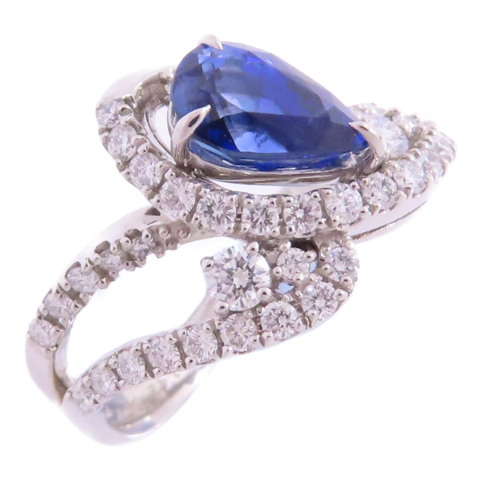 JEWELRY 【激減優惠】PT950鉑金/藍寶石/鑽石Sapphire Diamond Ring戒指US#6.5