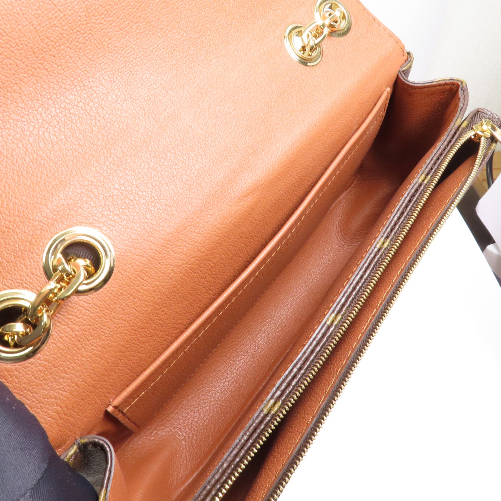 LOUIS VUITTON Monogram Marceau金扣鏈帶肩背袋棕色