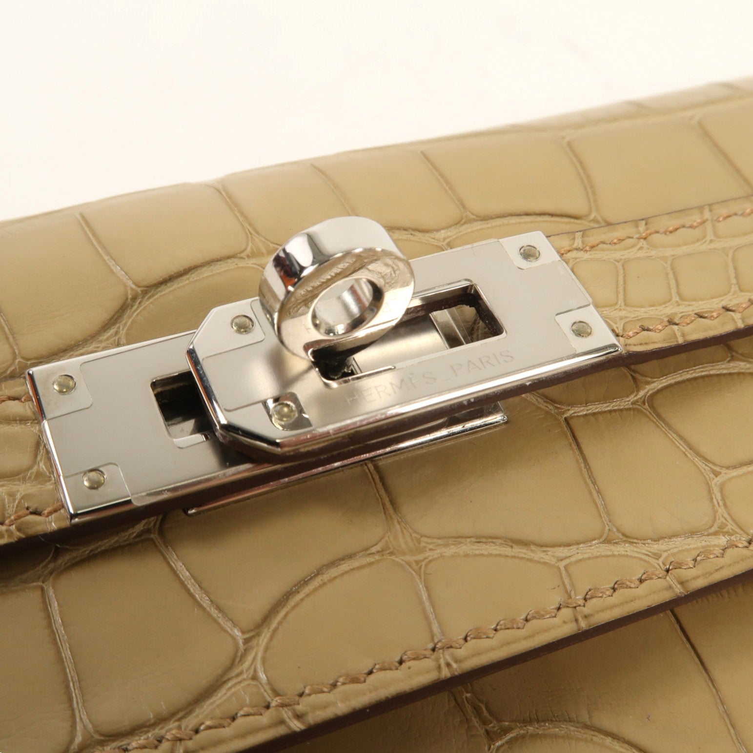 HERMES Alligator Mat皮革Kelly Long Wallet銀扣長錢包Trench