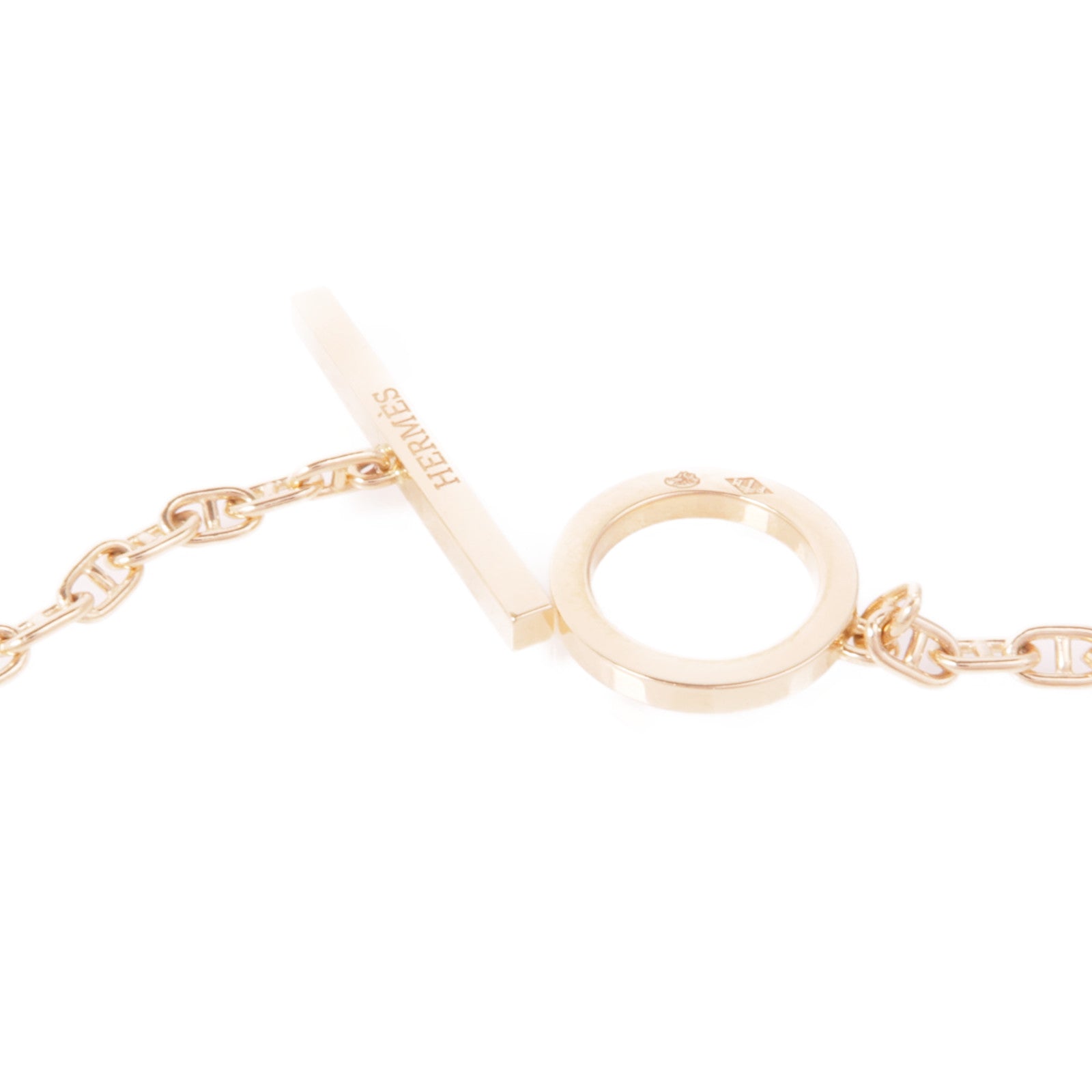 HERMES 18K玫瑰金/鑽石Chaine D'ancre Bracelet手鏈