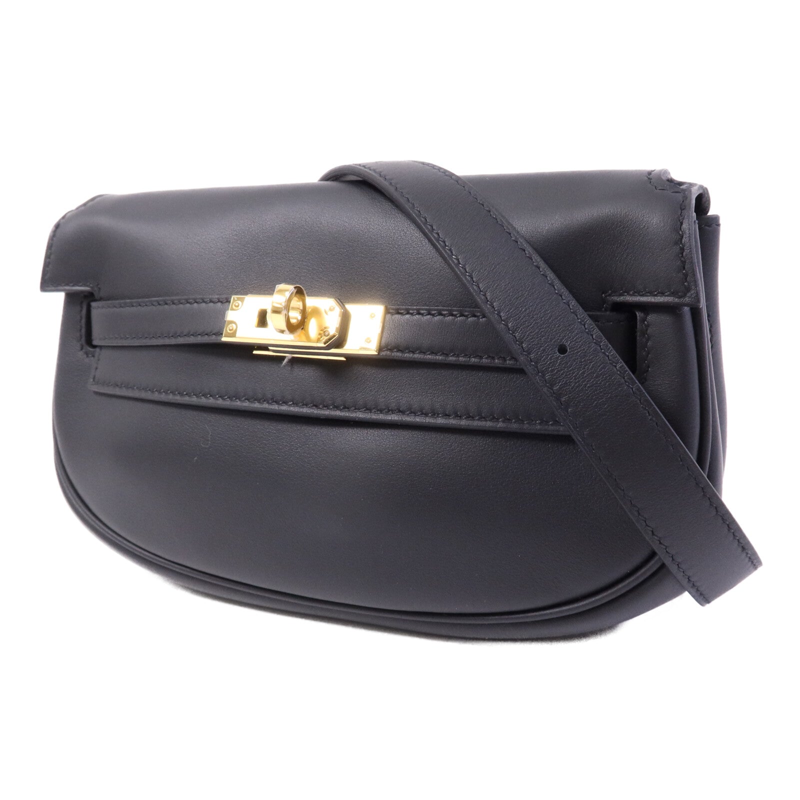 HERMES Swift皮革Kelly Moove金扣肩背袋Noir