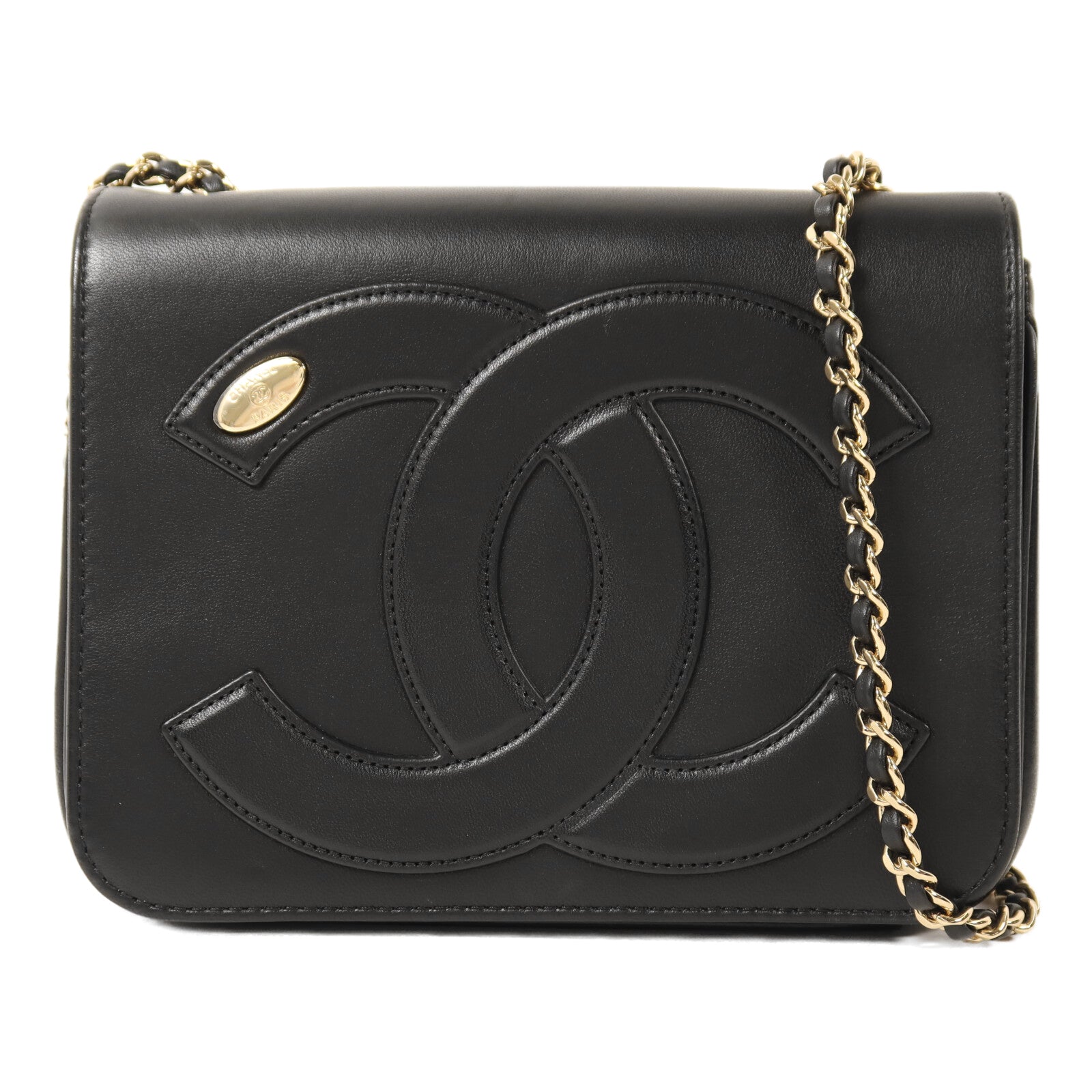 CHANEL 【激減優惠】羊皮皮革Chain Shoulder金扣鏈帶肩背袋