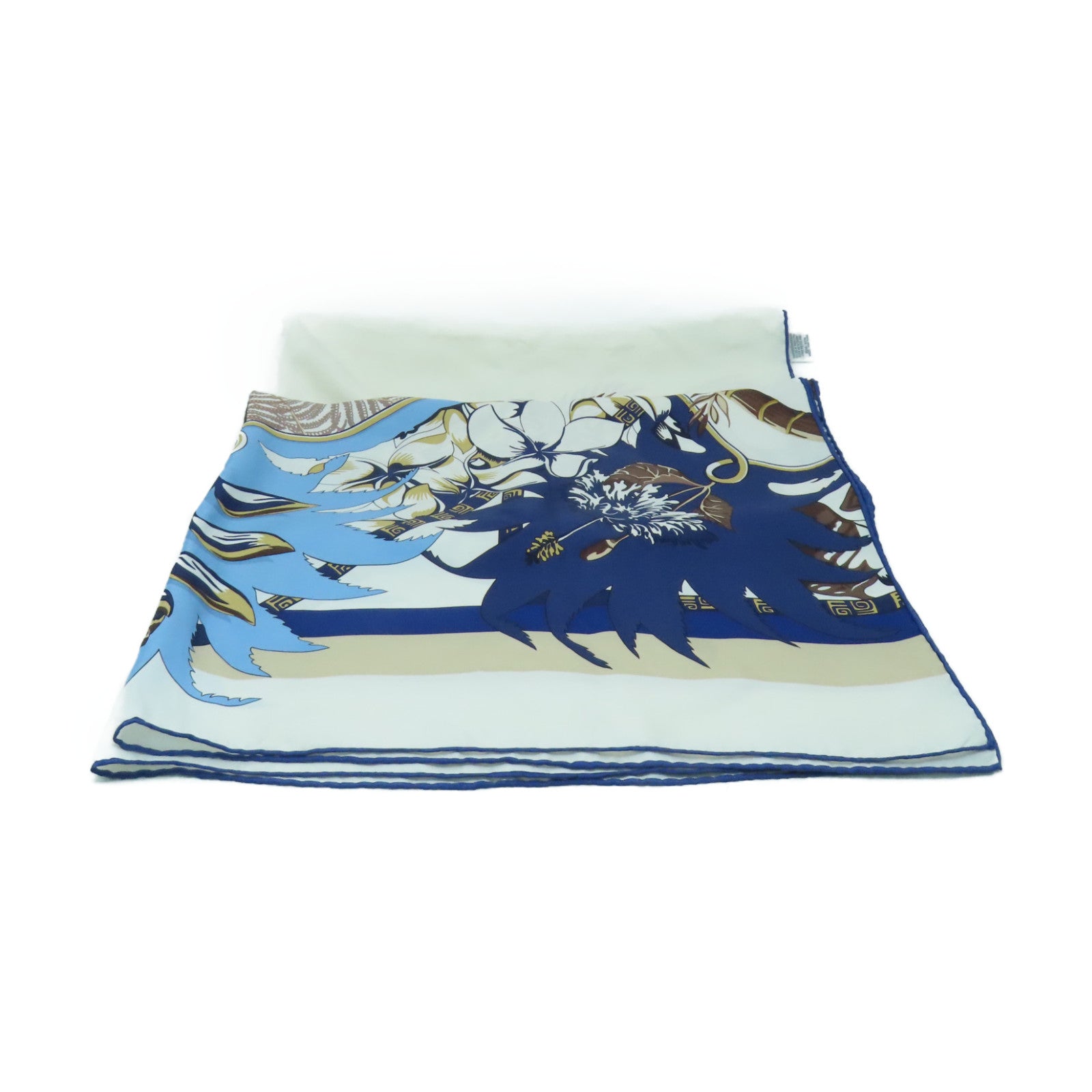 HERMES 【激減優惠】絲質Scarf 180x90圍巾白色/藍色/啡色