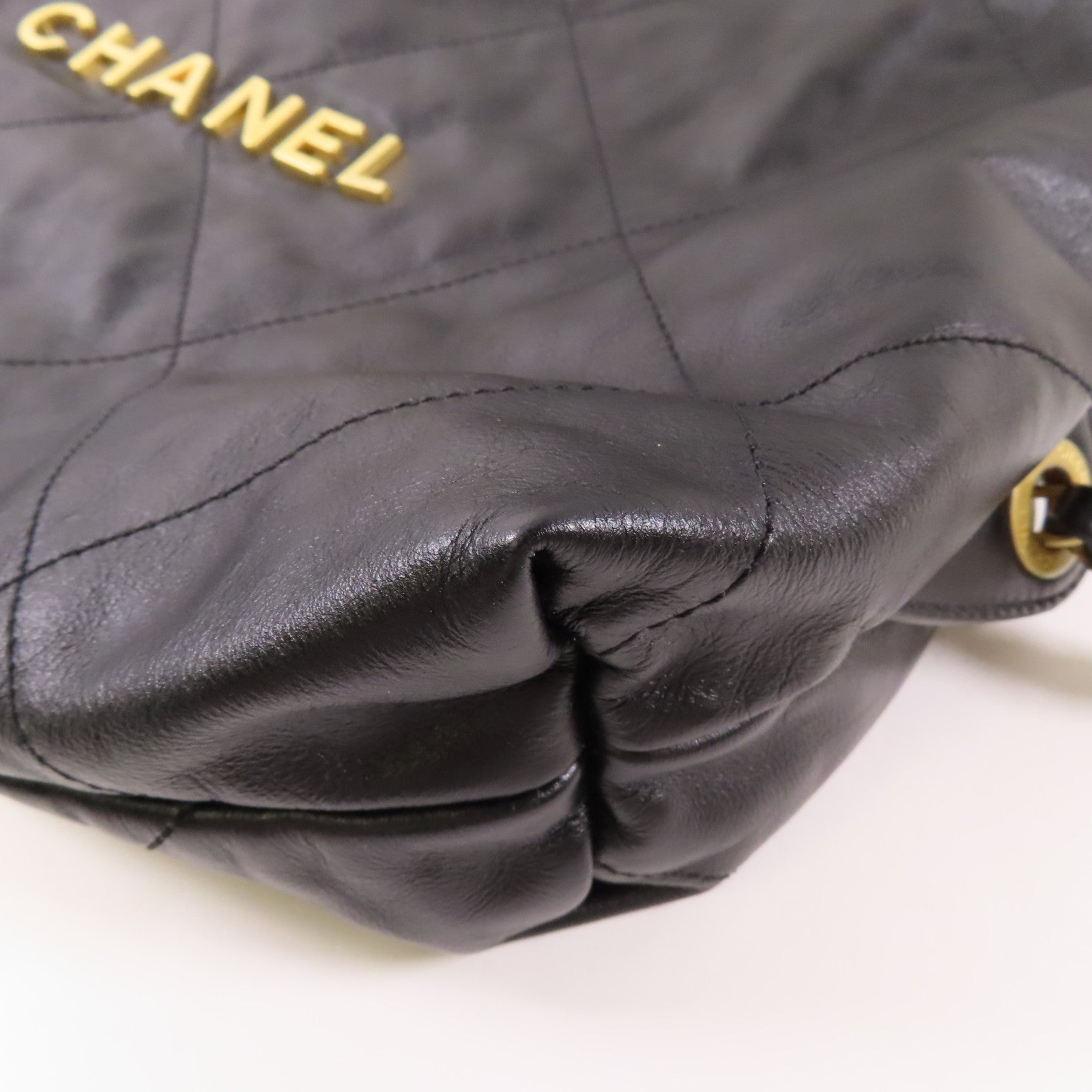 CHANEL GHW Chanel 22 Backpack Rucksack AS3859 Calfskin Leather Black