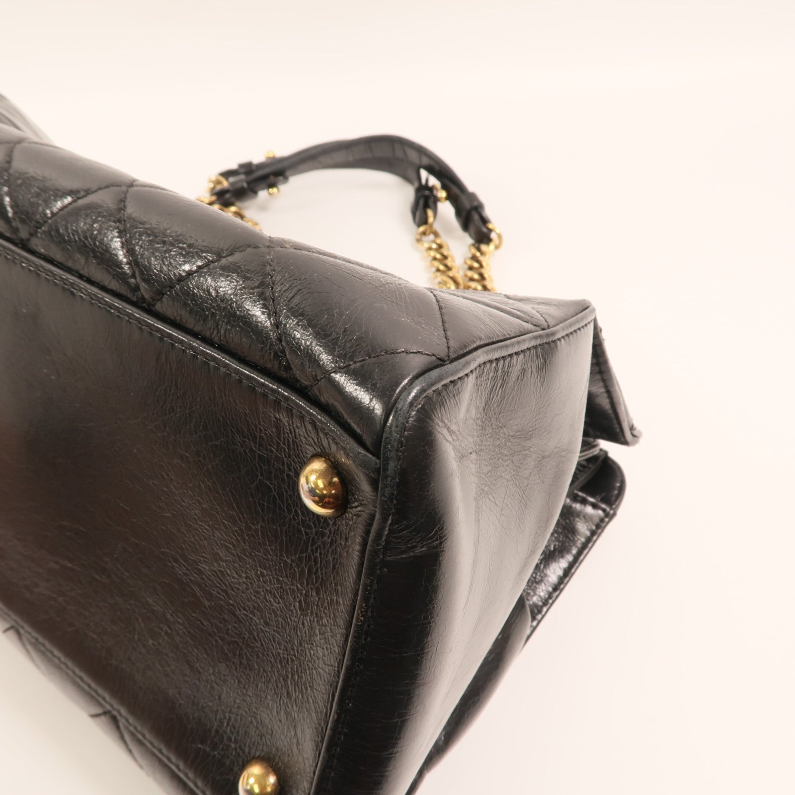 CHANEL 牛皮皮革Perfect Edge Tote金扣鏈帶肩背袋