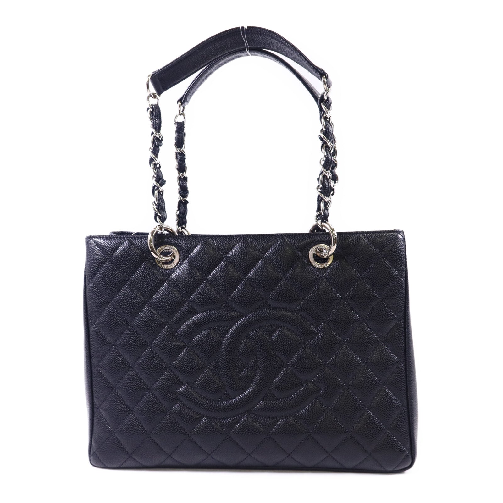 CHANEL 牛皮皮革GST Grand Shopping Tote Bag銀扣鏈帶肩背袋