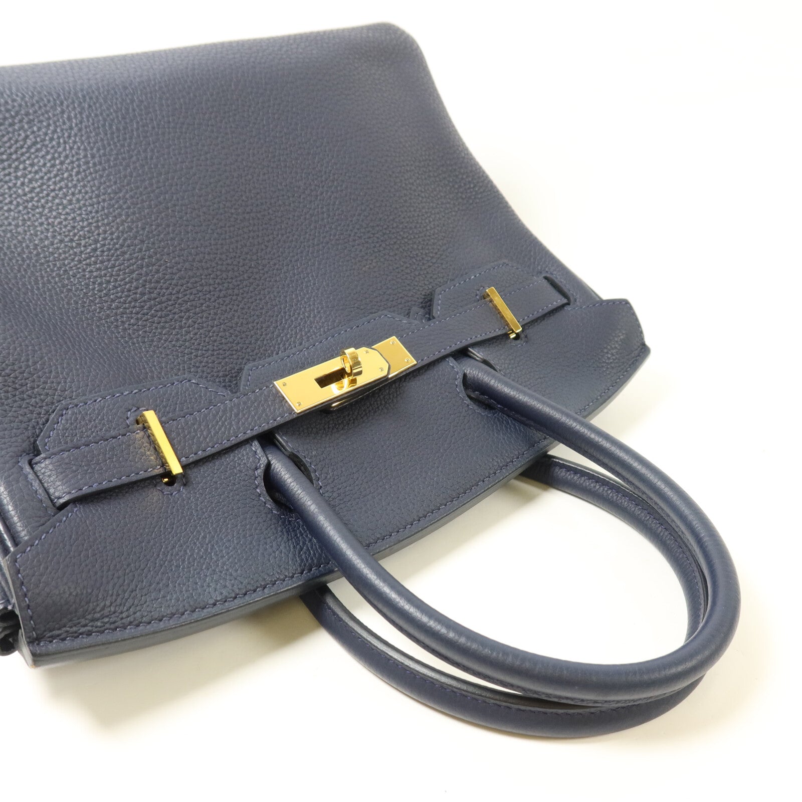 HERMES Togo皮革Birkin 30手挽袋Bleu Nuit