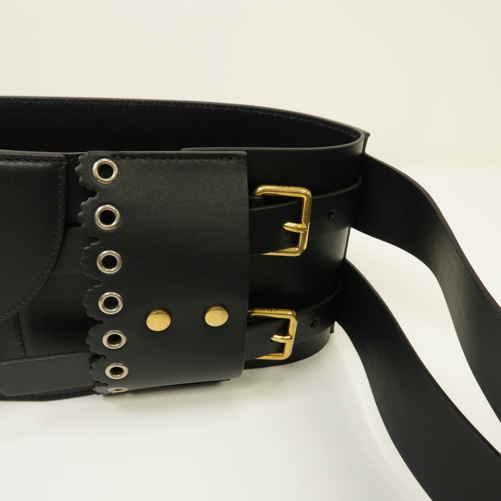 Dior 牛皮皮革Corset Belt 75cm金扣腰封黒色