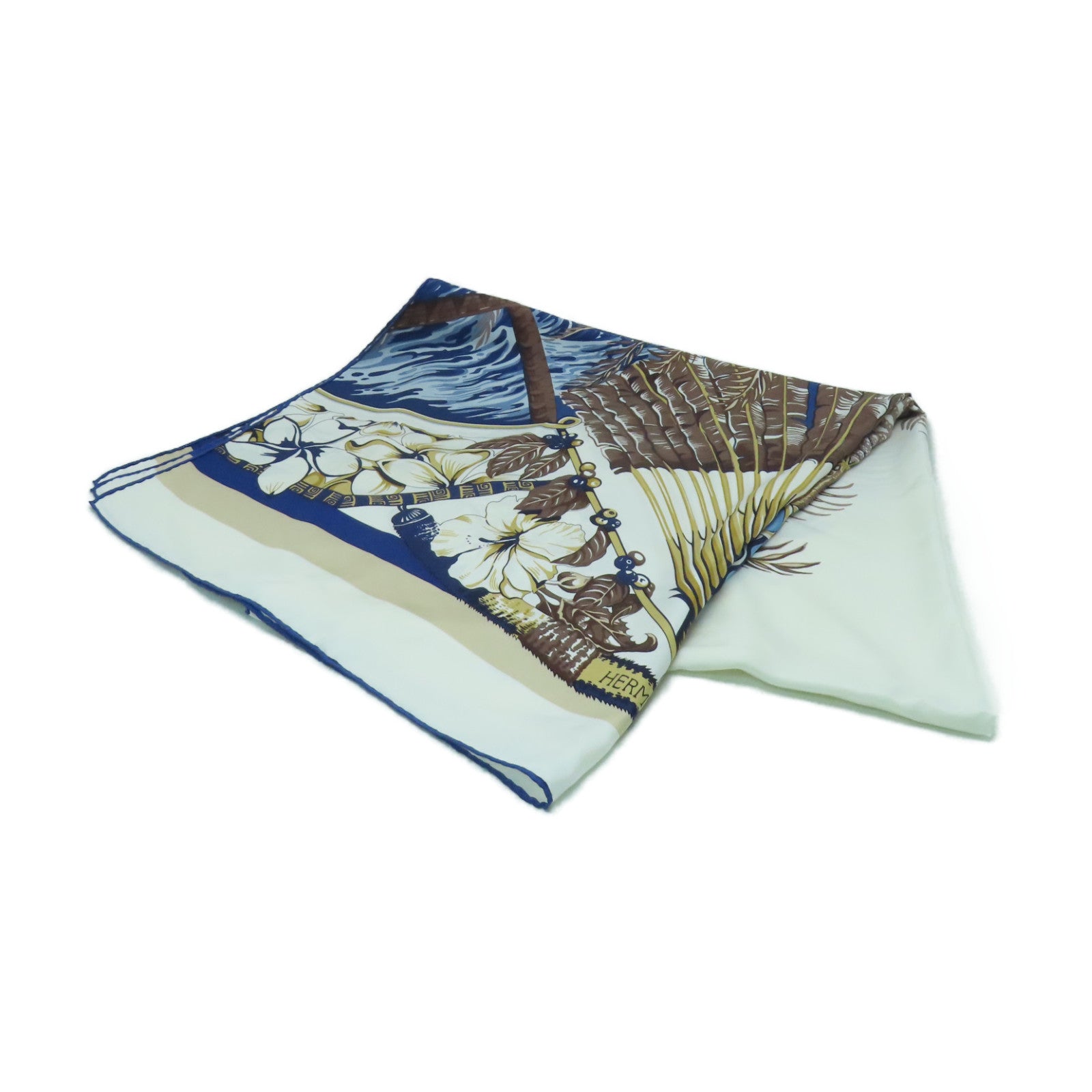 HERMES 【激減優惠】絲質Scarf 180x90圍巾白色/藍色/啡色