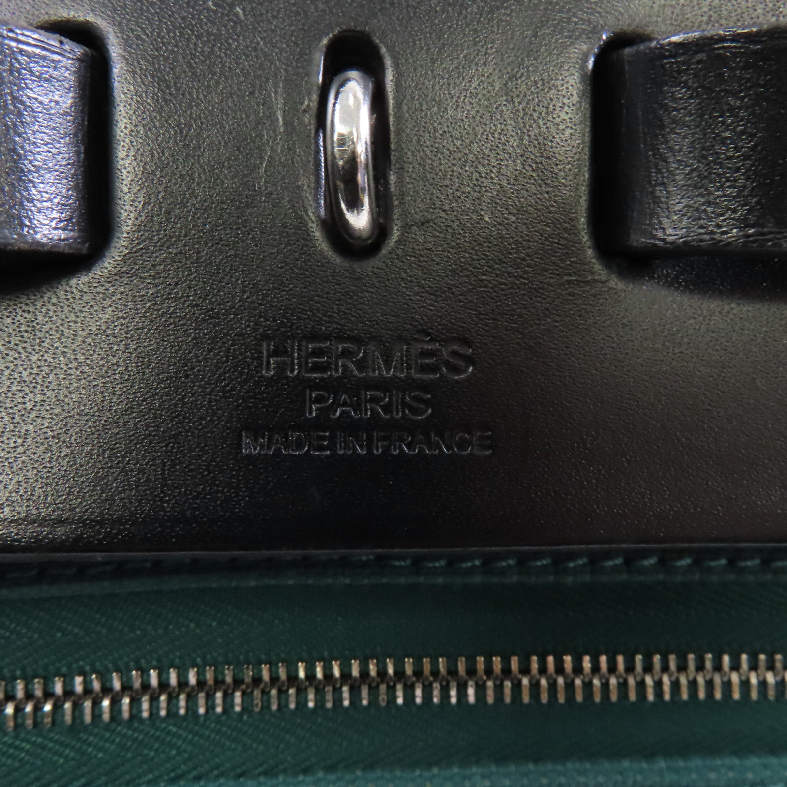 HERMES 帆布Herbag PM銀扣手挽肩背兩用袋綠色
