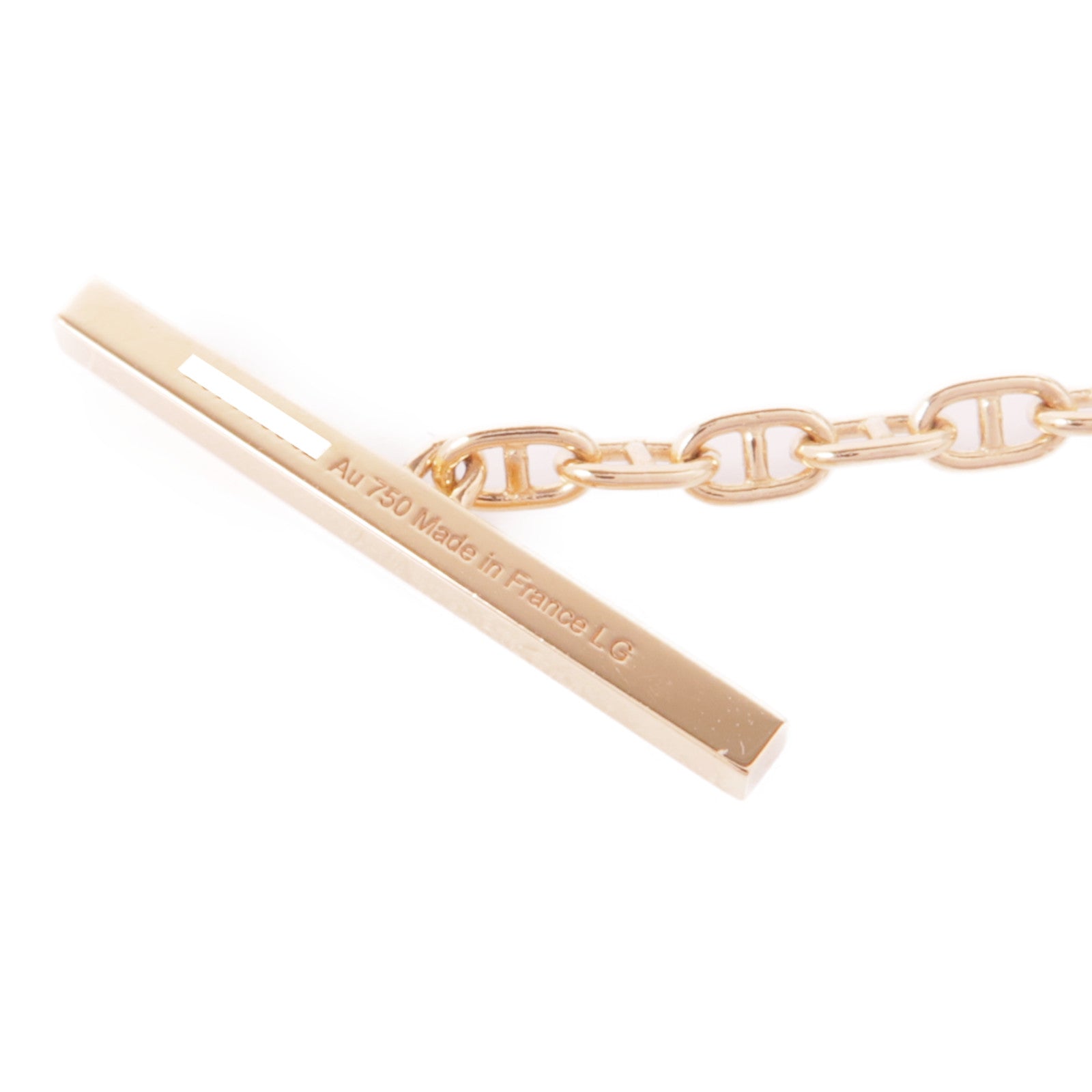 HERMES 18K玫瑰金/鑽石Chaine D'ancre Bracelet手鏈