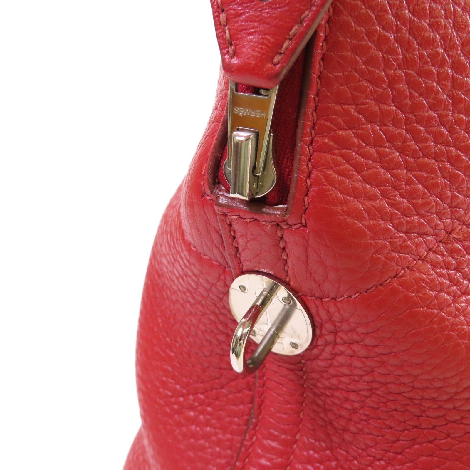HERMES Clemence皮革Bolide 31 2Way Shoulder Bag銀扣手挽肩背兩用袋Q5  Rouge Casaque/卡薩克紅色