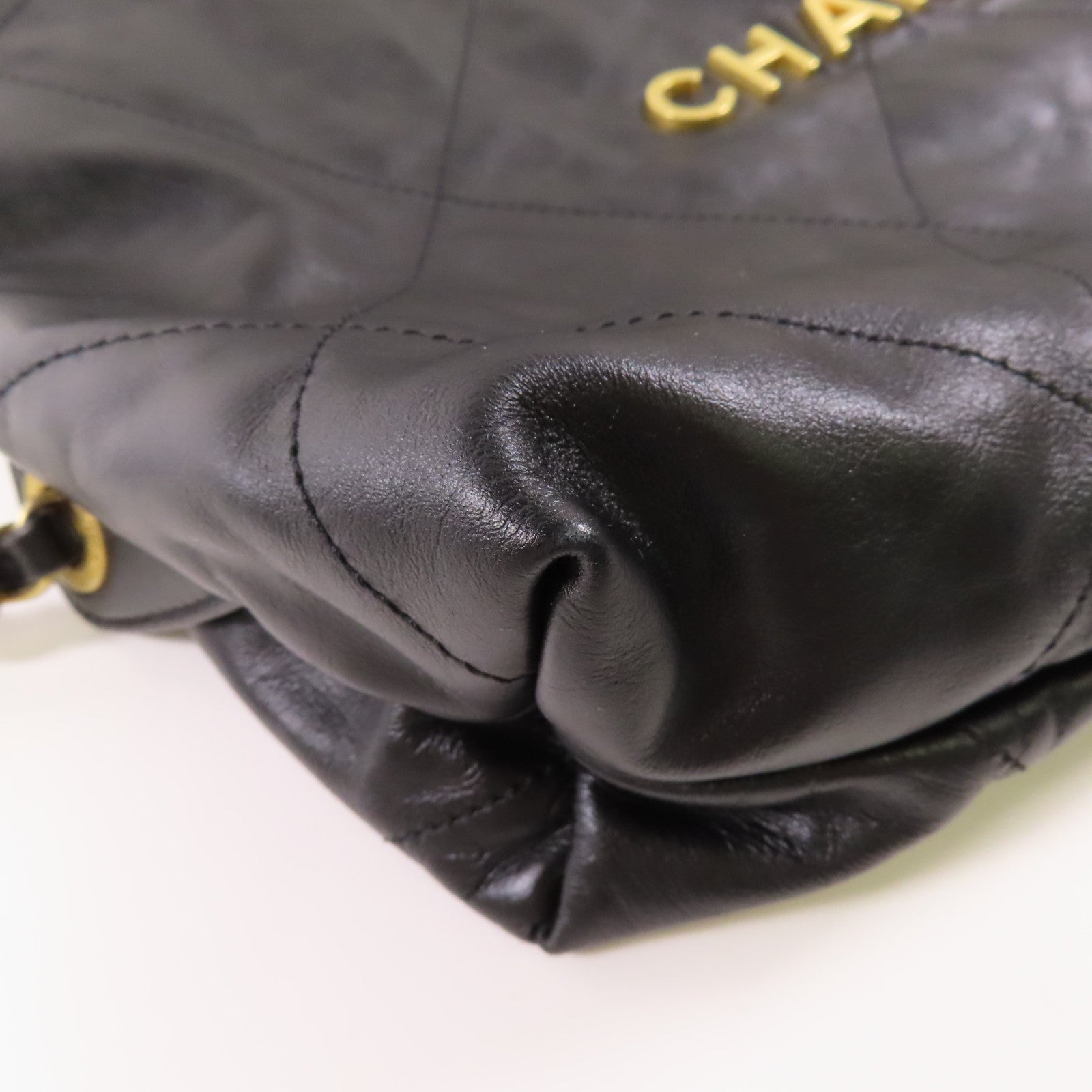 CHANEL GHW Chanel 22 Backpack Rucksack AS3859 Calfskin Leather Black