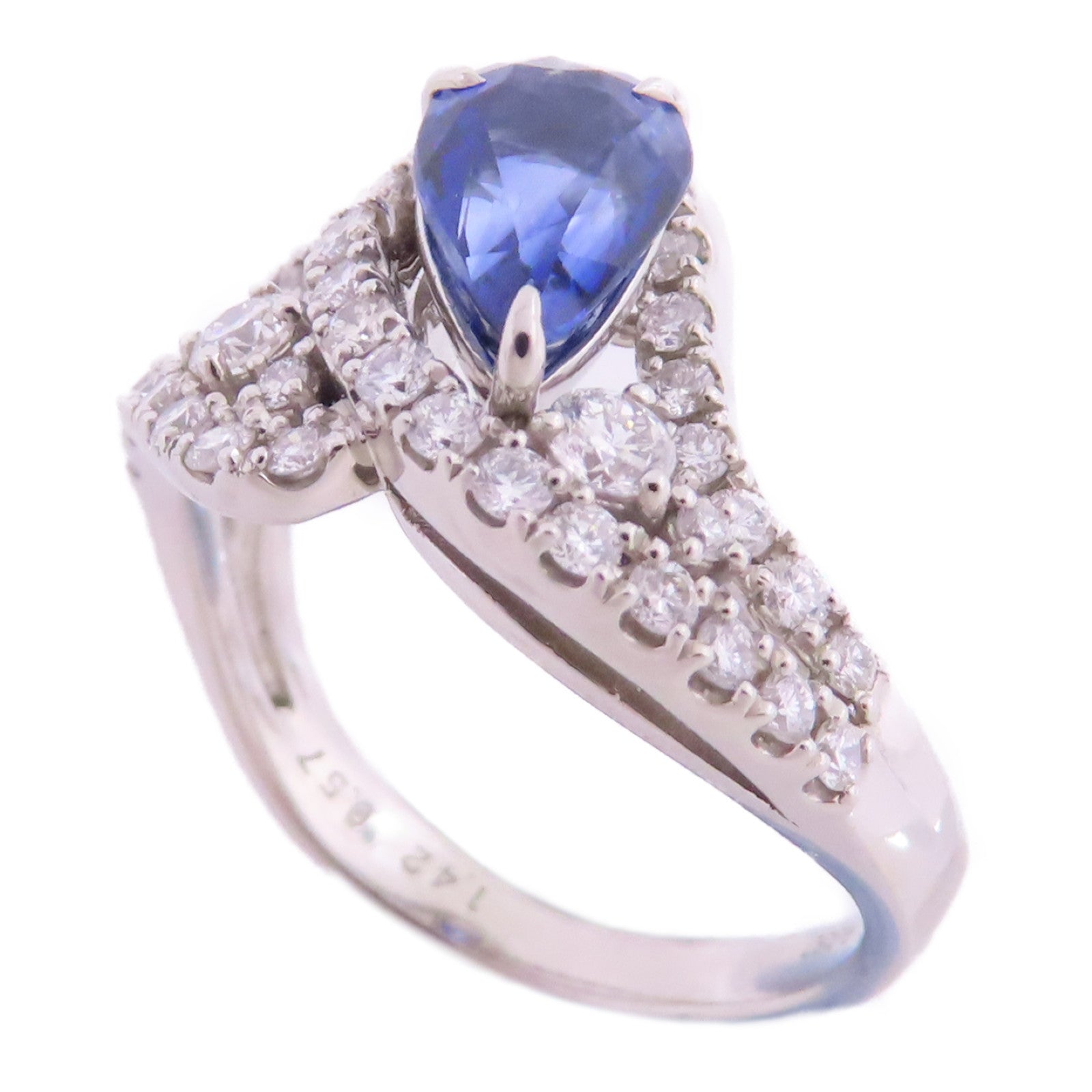 JEWELRY 【激減優惠】PT950鉑金/藍寶石/鑽石Sapphire Diamond Ring戒指US#6.5