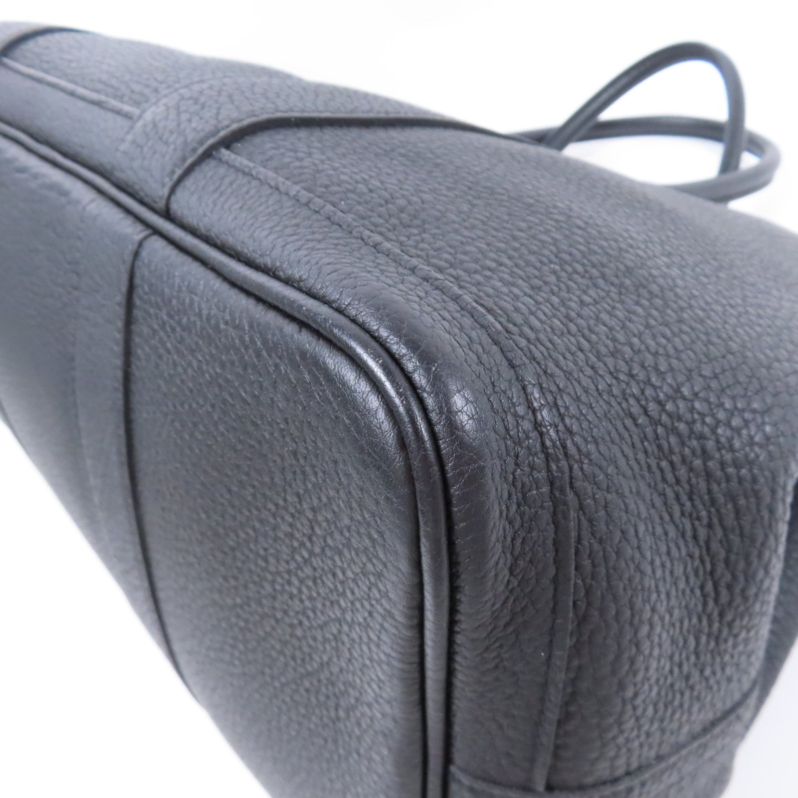 HERMES Negonda皮革Garden Party PM銀扣手挽袋Noir