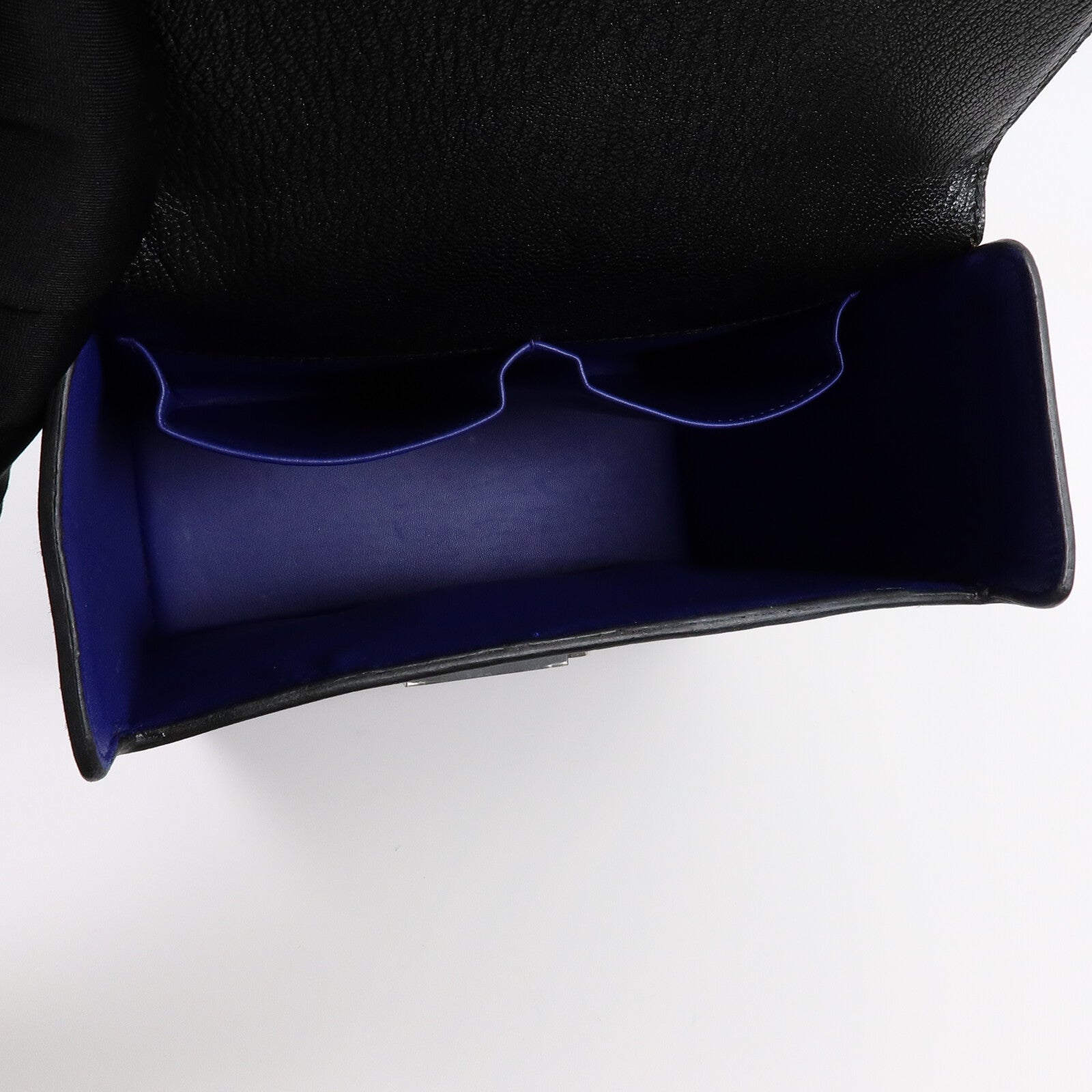 HERMES Chevre皮革Cinhetic Box肩背袋Black/Bleu Saphir