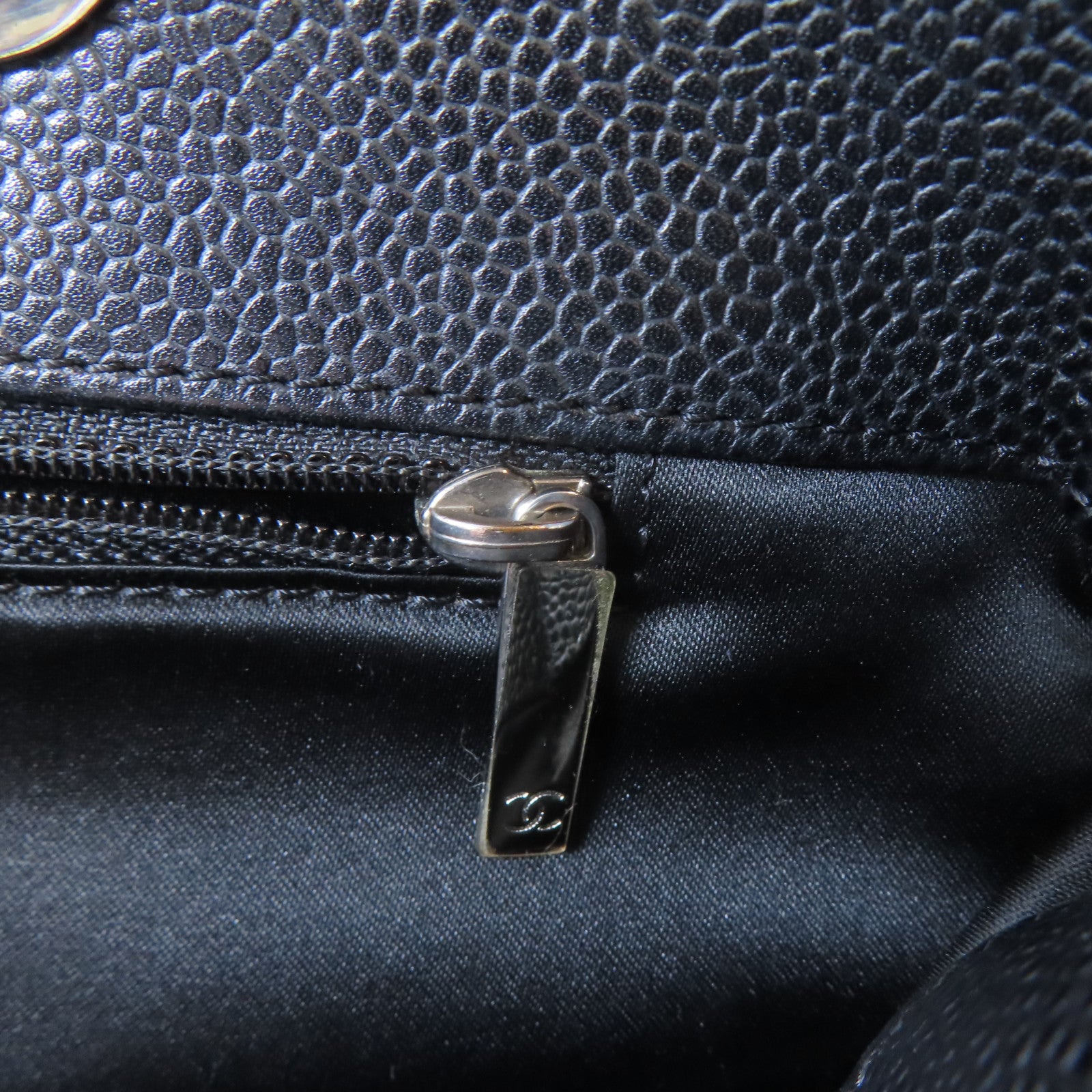 CHANEL 菱格牛皮皮革GST Grand Shopping Tote Bag銀扣肩背袋黑色